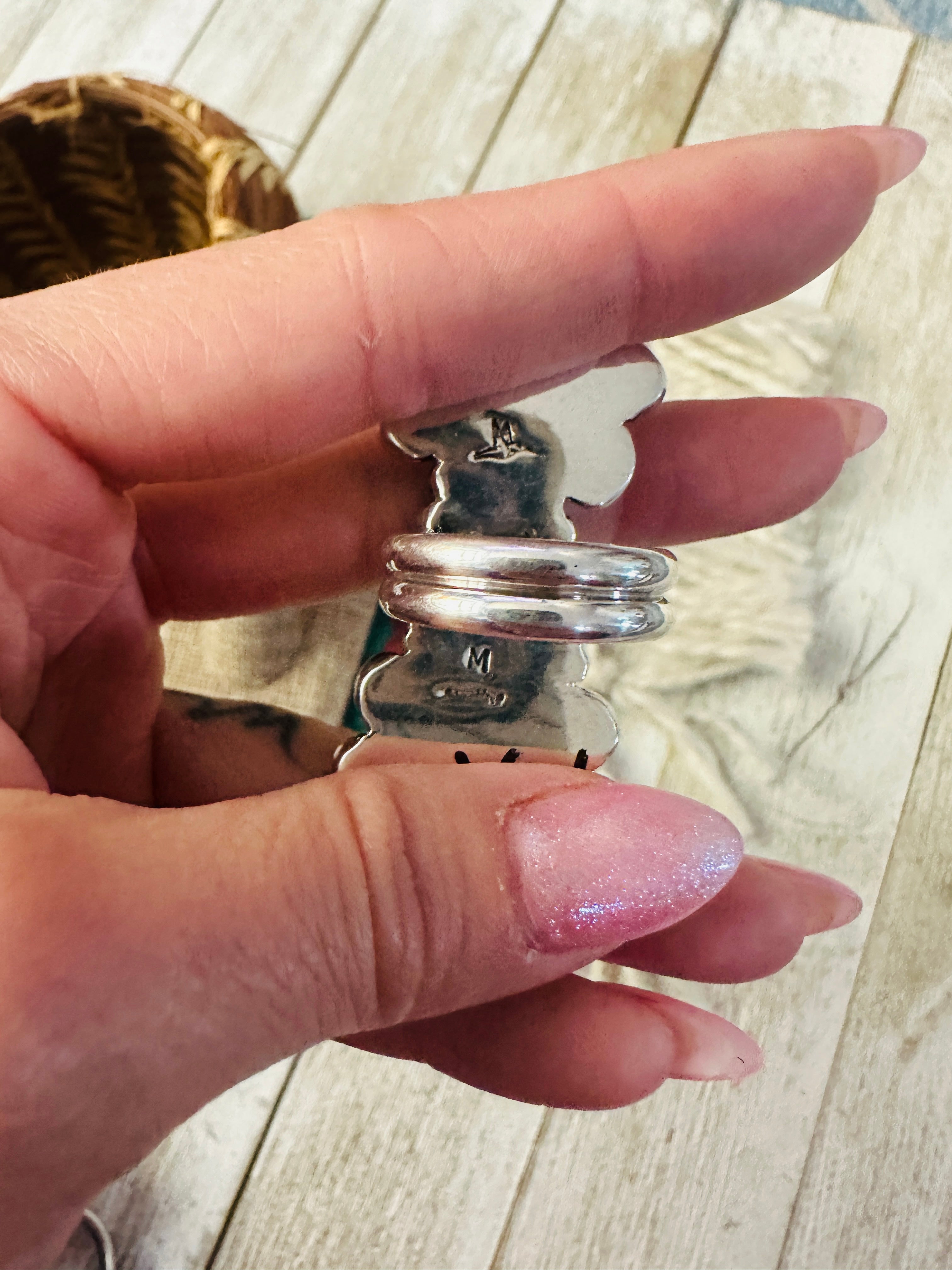 Handcrafted Sonoran Mountain Turquoise & Sterling Silver Ring size 7