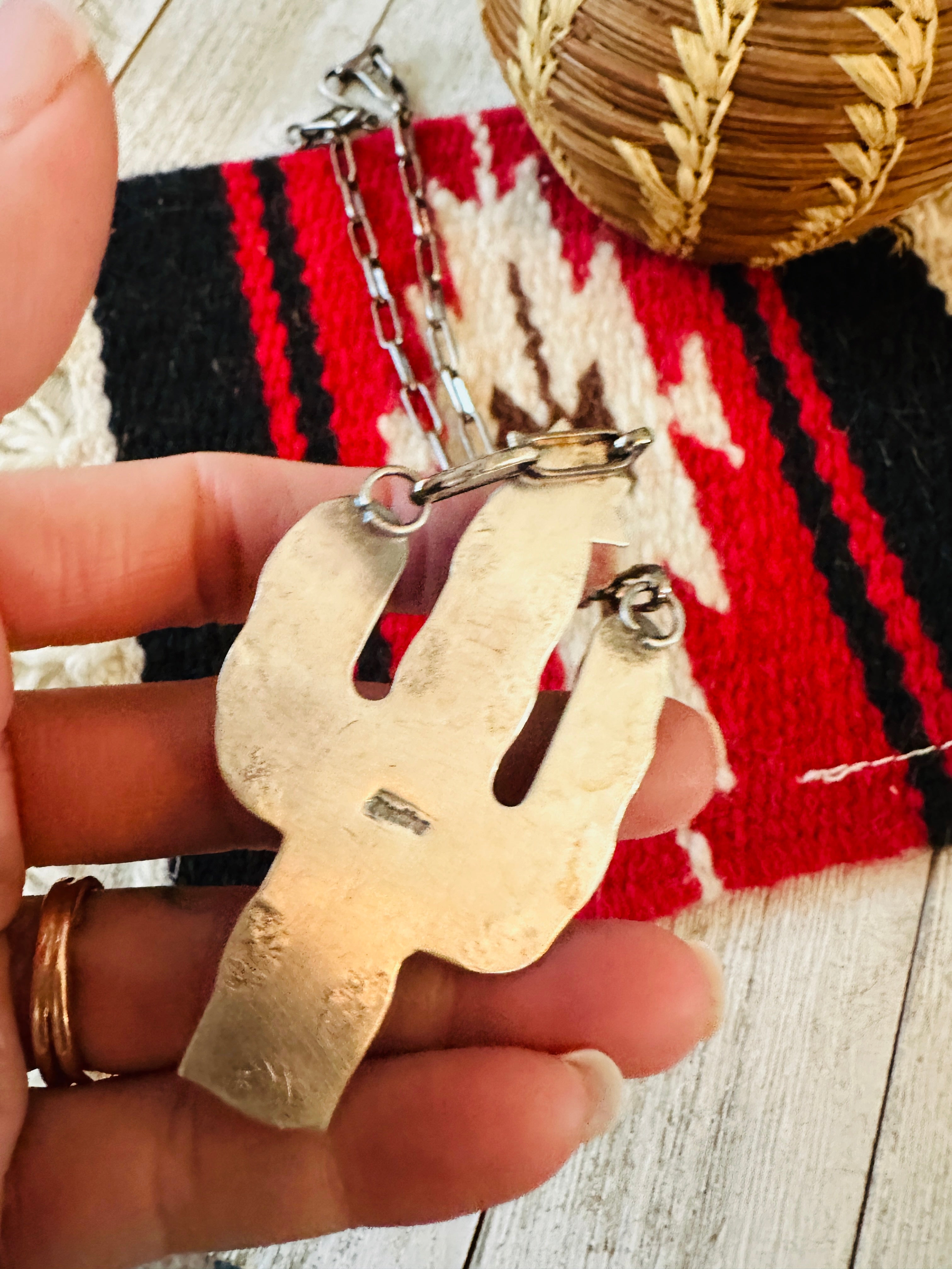 Handcrafted Sterling Silver, Turquoise & Spiny Cactus Necklace