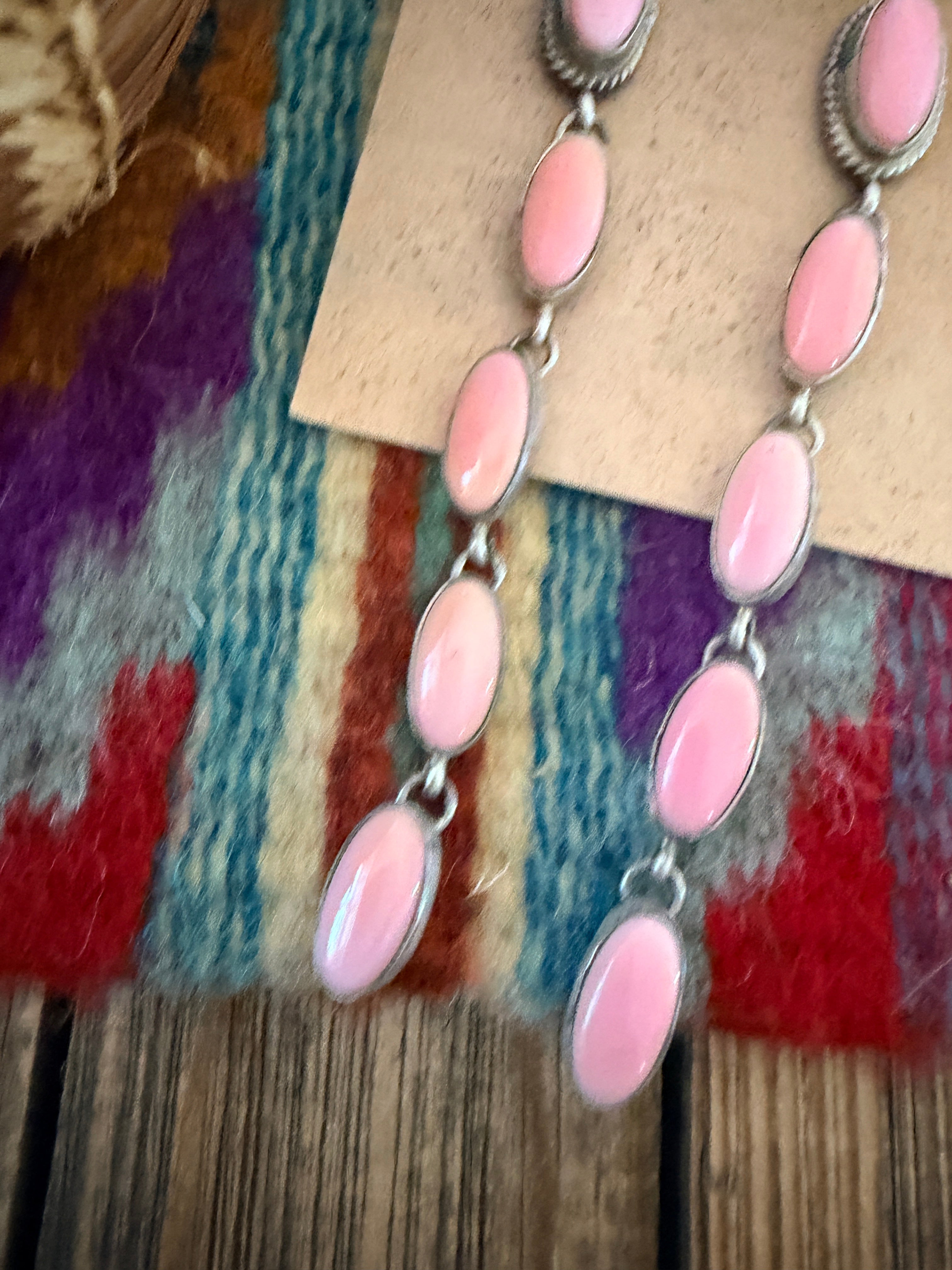 Handcrafted Queen Pink Conch & Sterling Silver Dangle Earrings by Marcella James