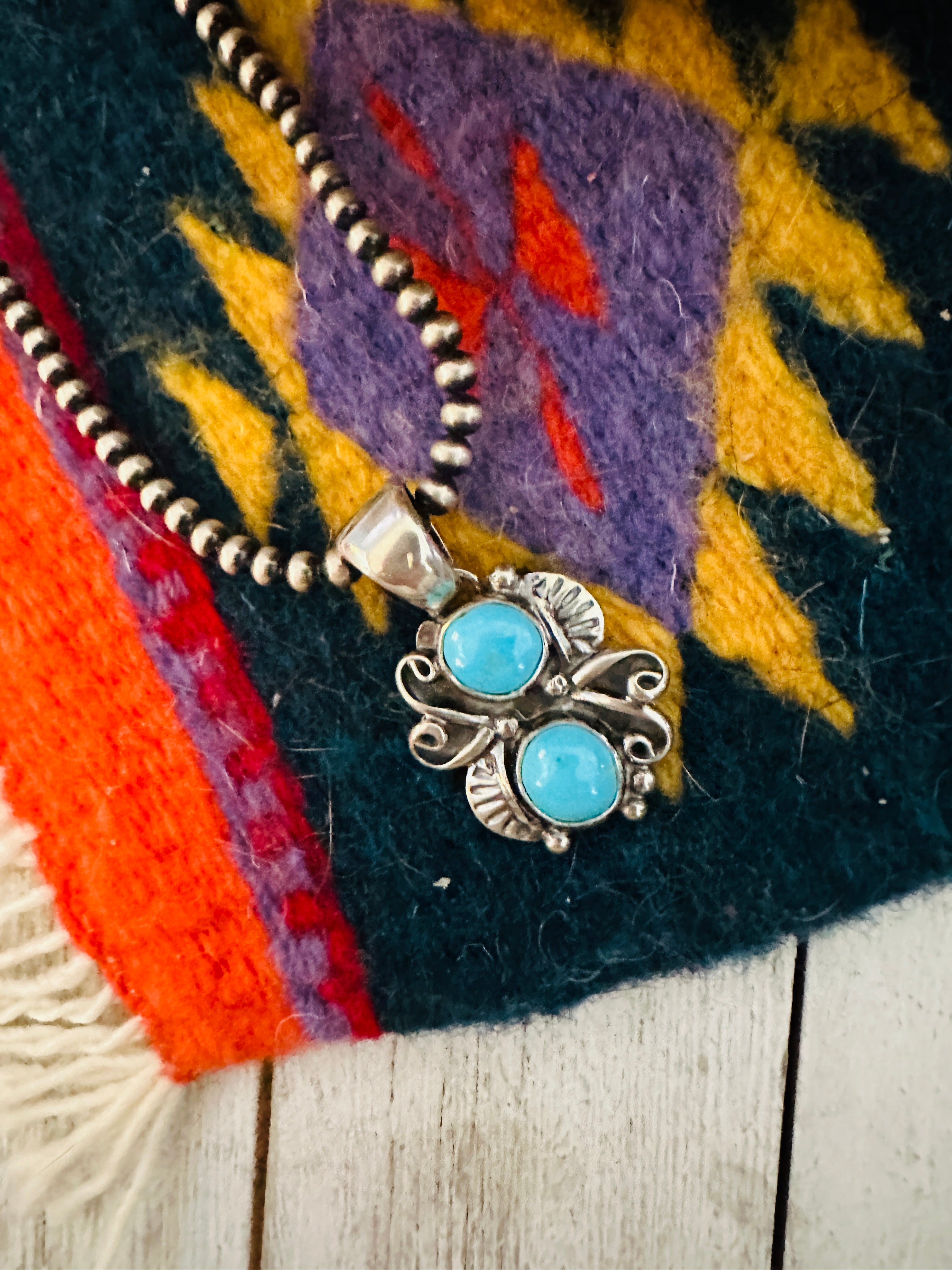 Navajo Kingman Turquoise & Sterling Silver Pendant