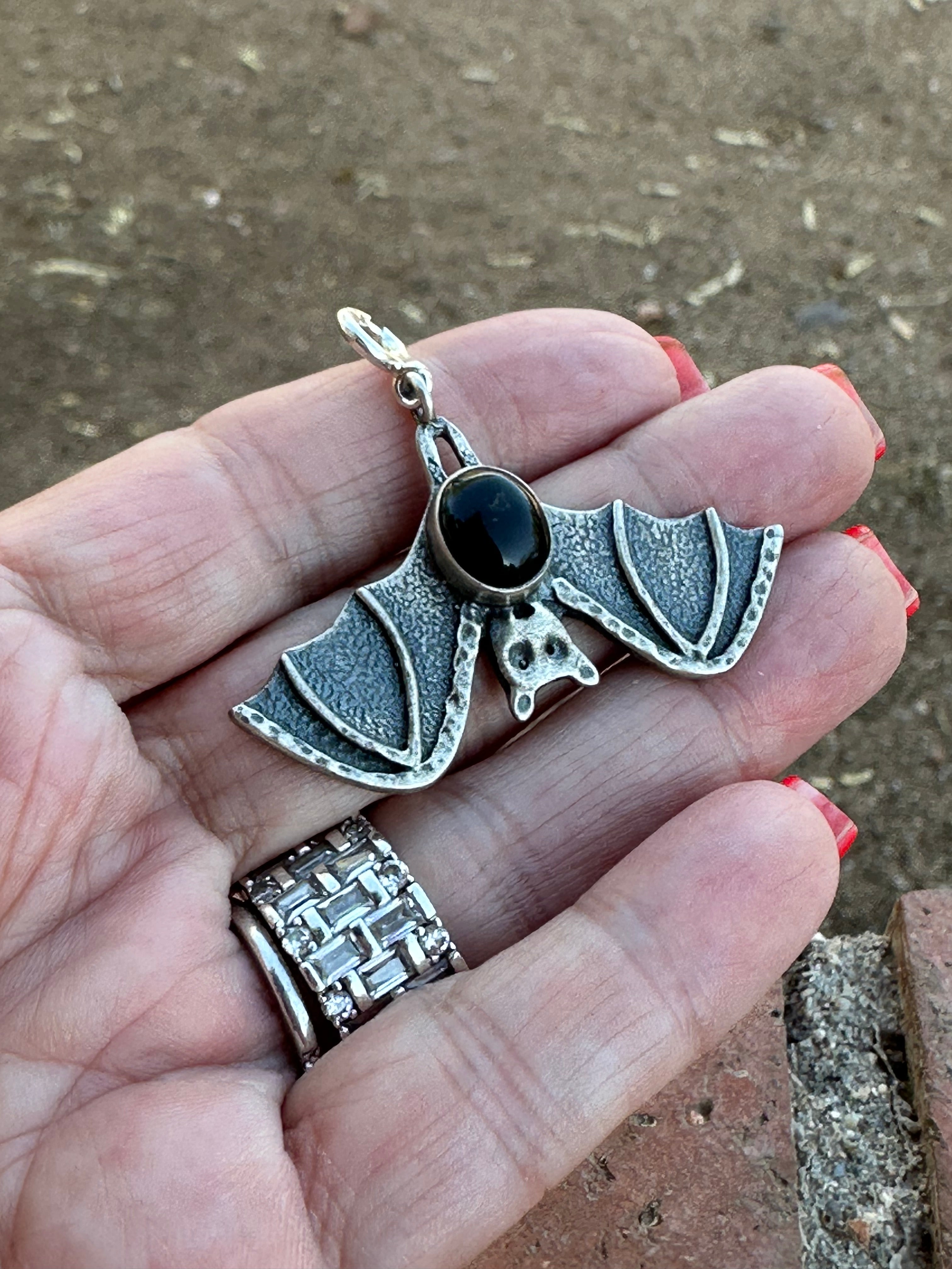 Halloween Collection Sterling Silver & Onyx Bat Charm