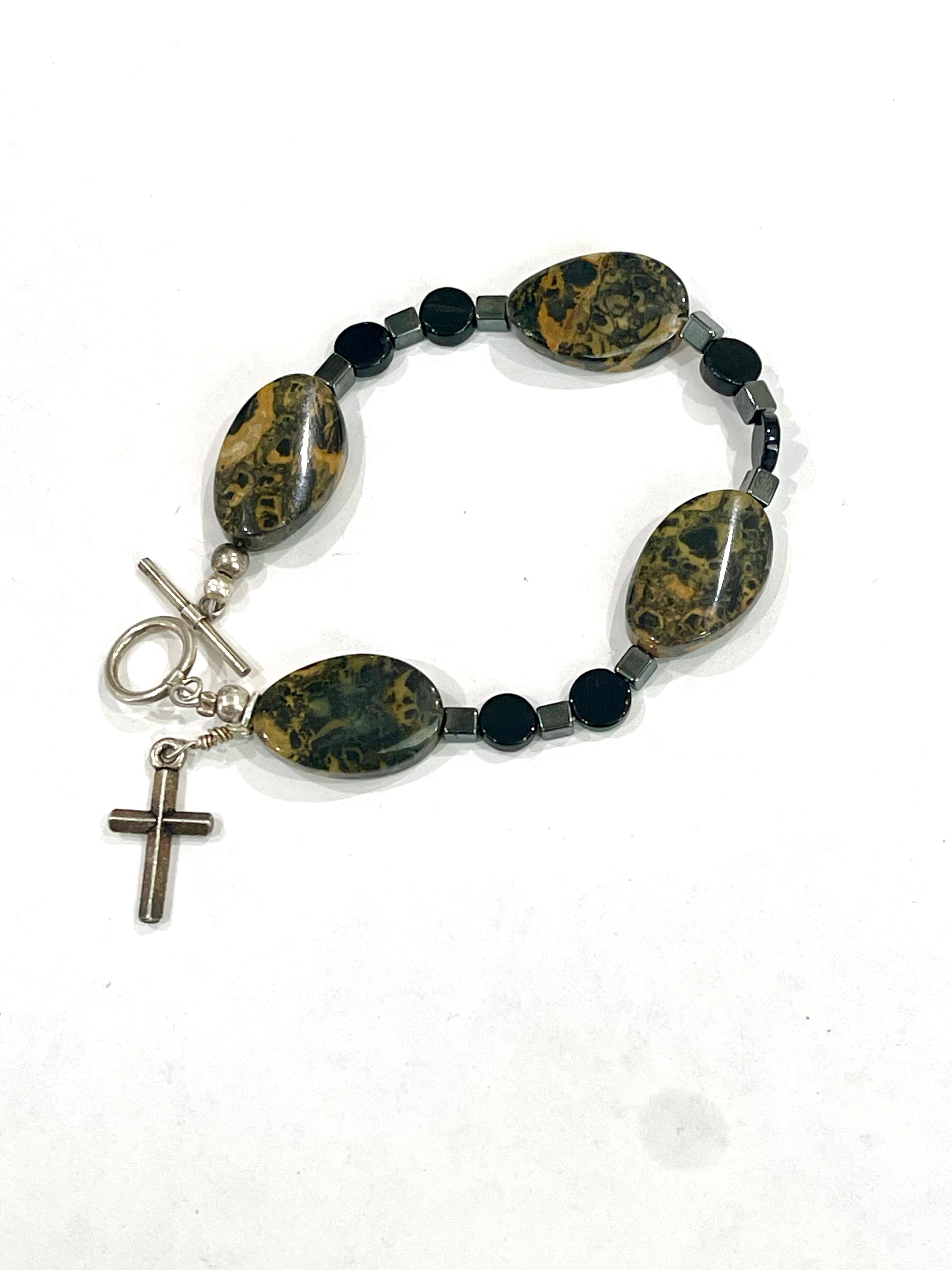 The Bijoux Vault Vintage Beaded Cross Bracelet