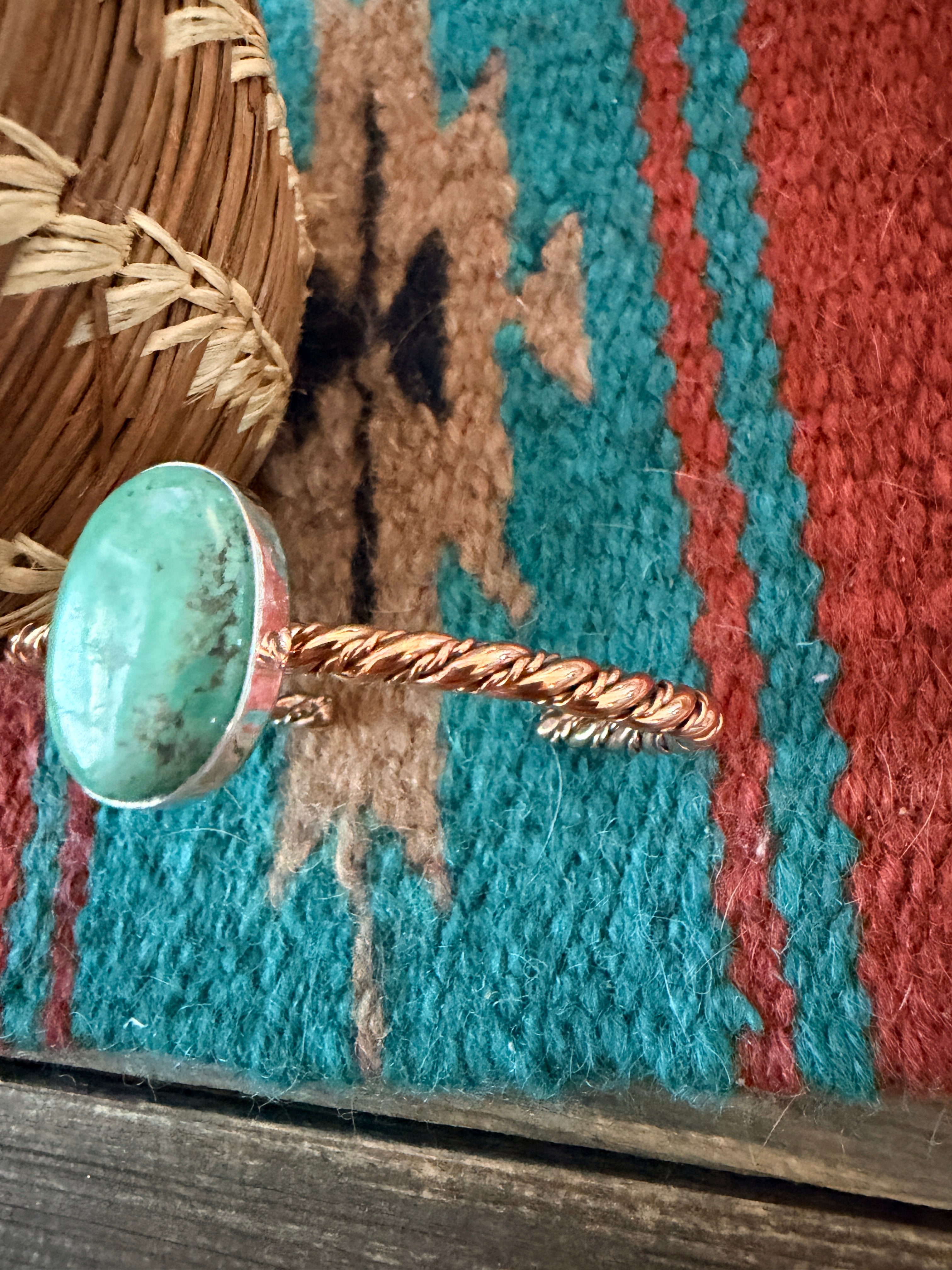 Handcrafted Turquoise & Copper Twisted Cuff Bracelet by Julia Etsitty