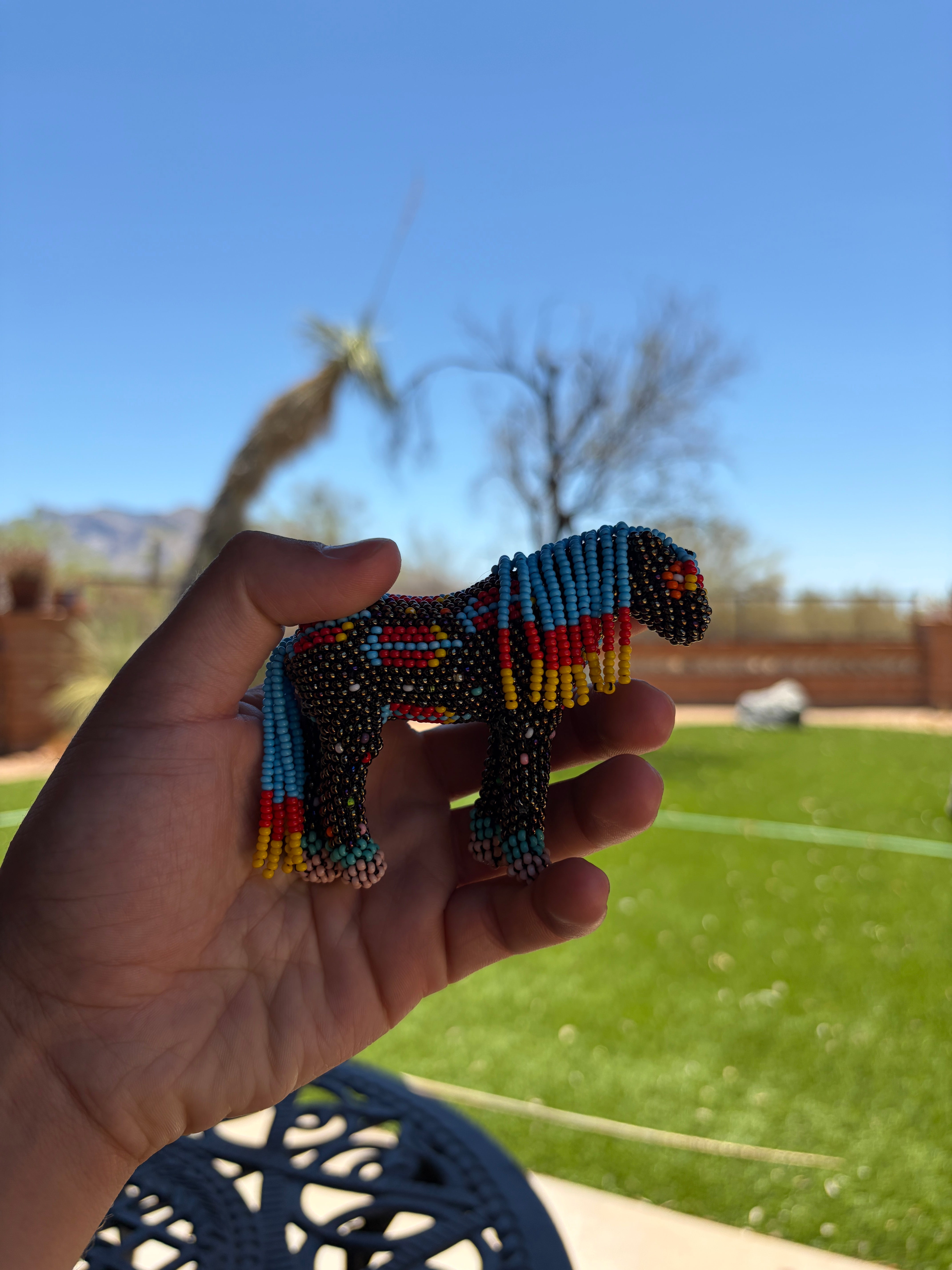 Handmade Peyote Stitched Horse Figurine- Gold 2