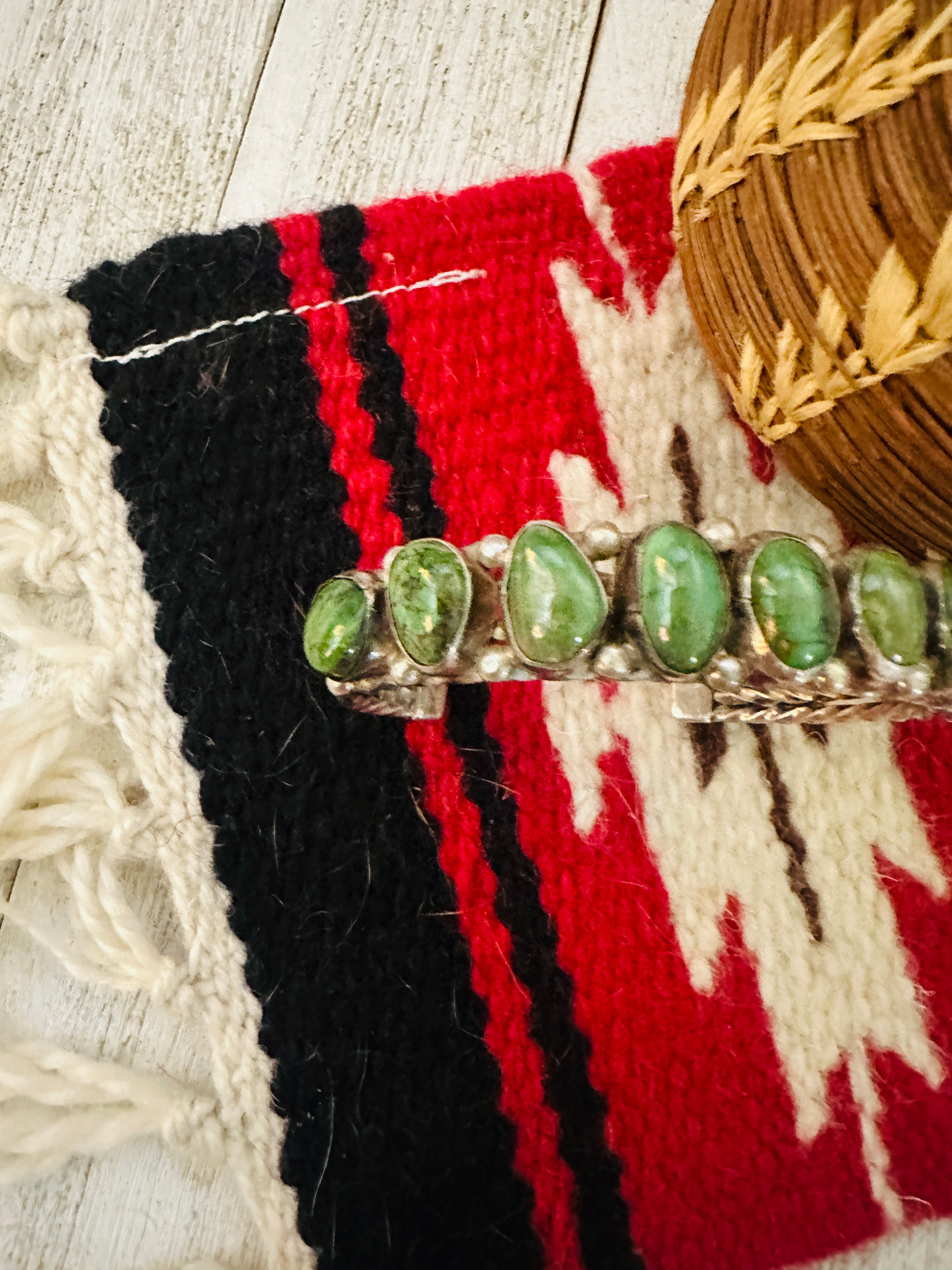 Navajo Sonoran Gold Turquoise & Sterling Silver Cuff Bracelet