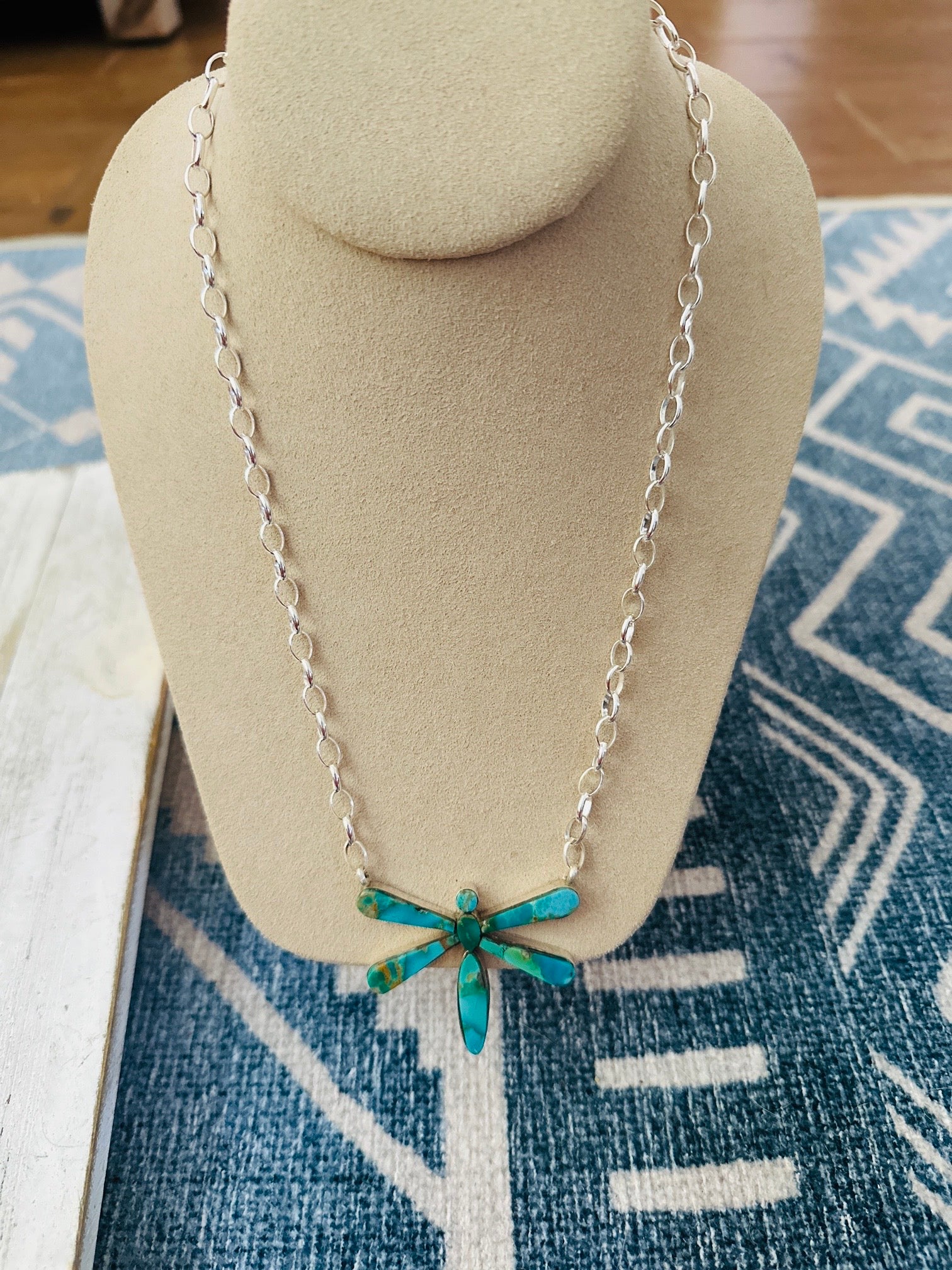 Handcrafted Turquoise & Sterling Silver Dragonfly Necklace