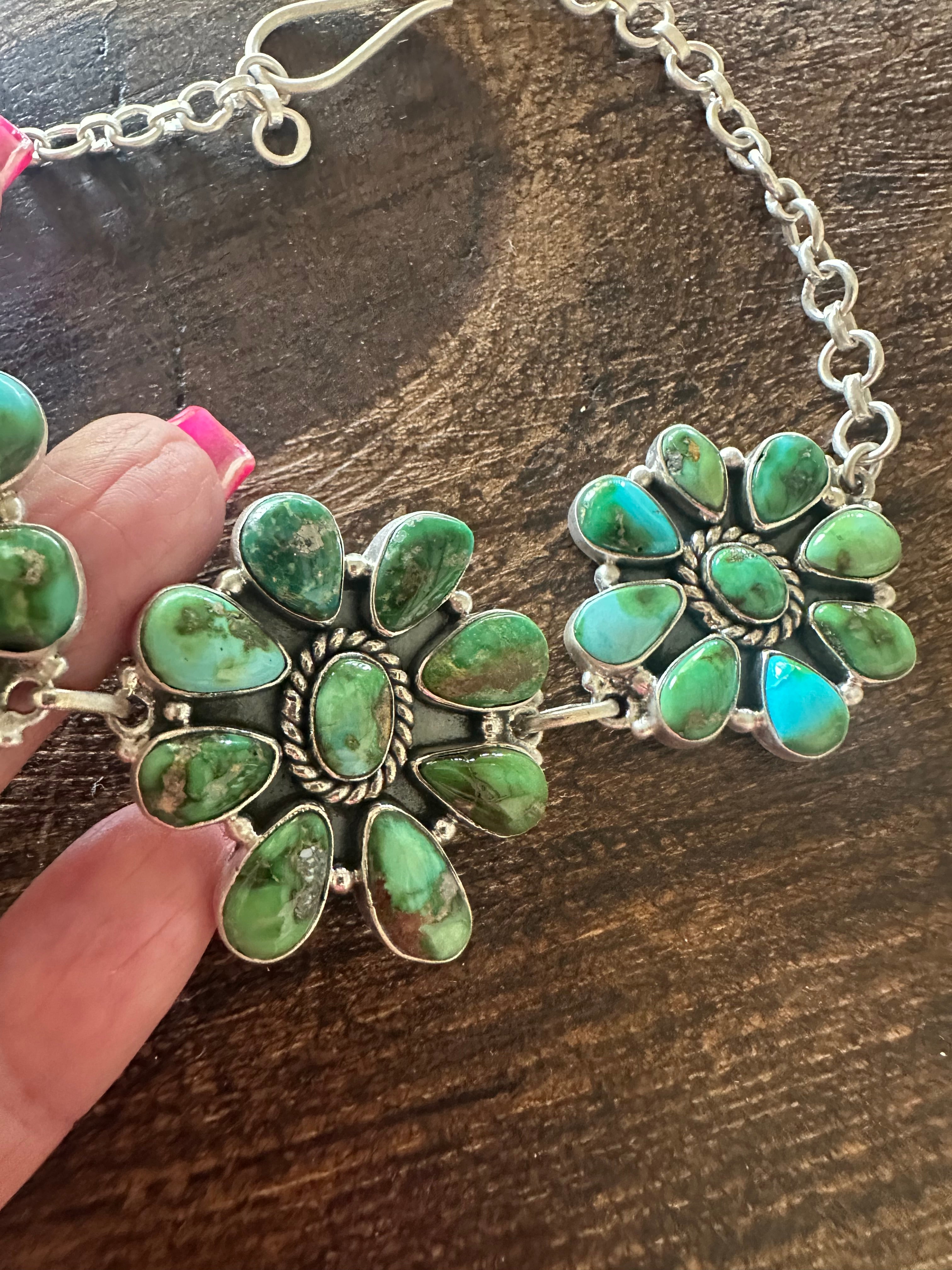 Handmade Sterling Silver Sonoran Mountain Turquoise Choker Necklace