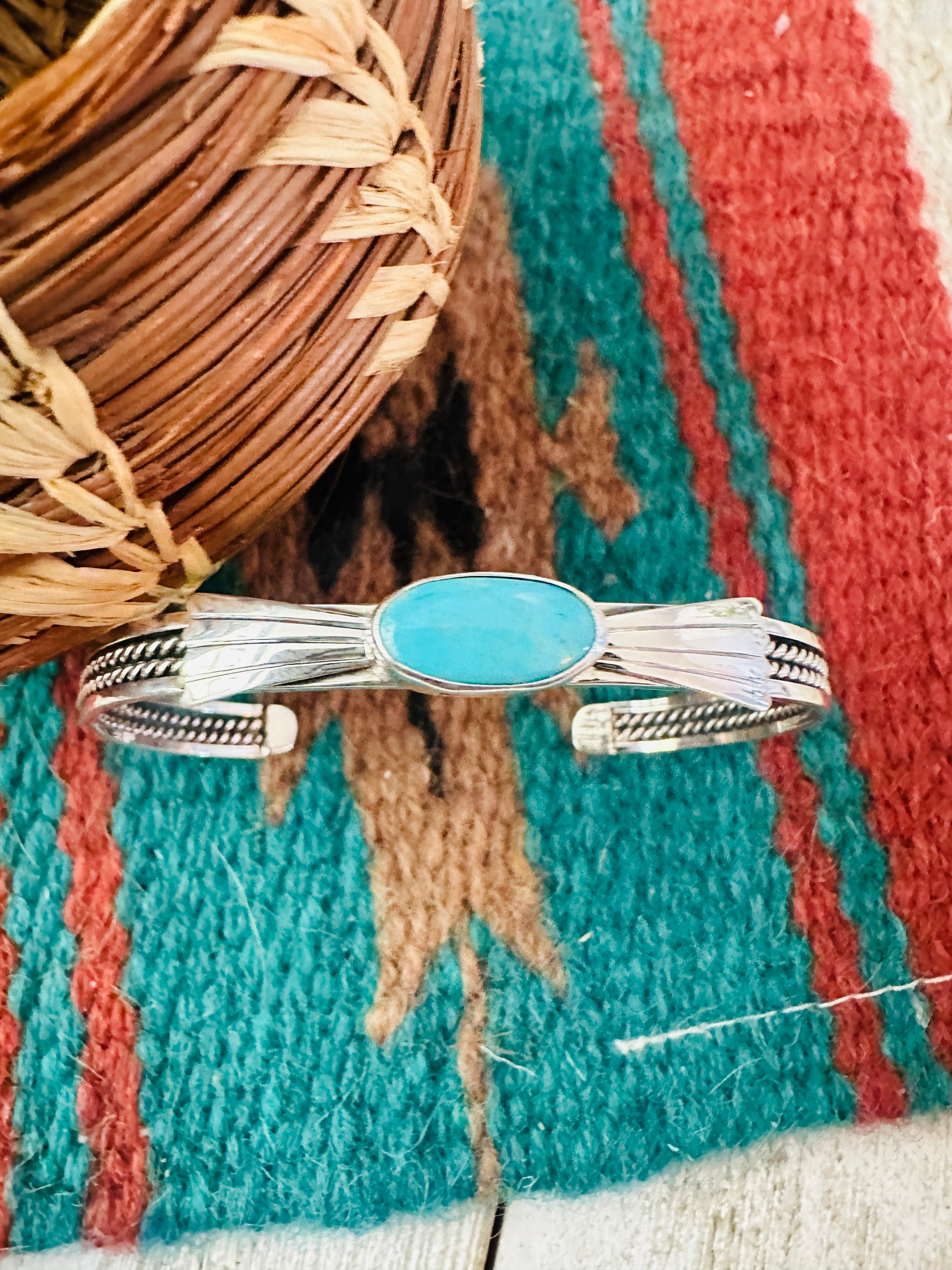 Navajo Sterling Silver & Turquoise Cuff Bracelet