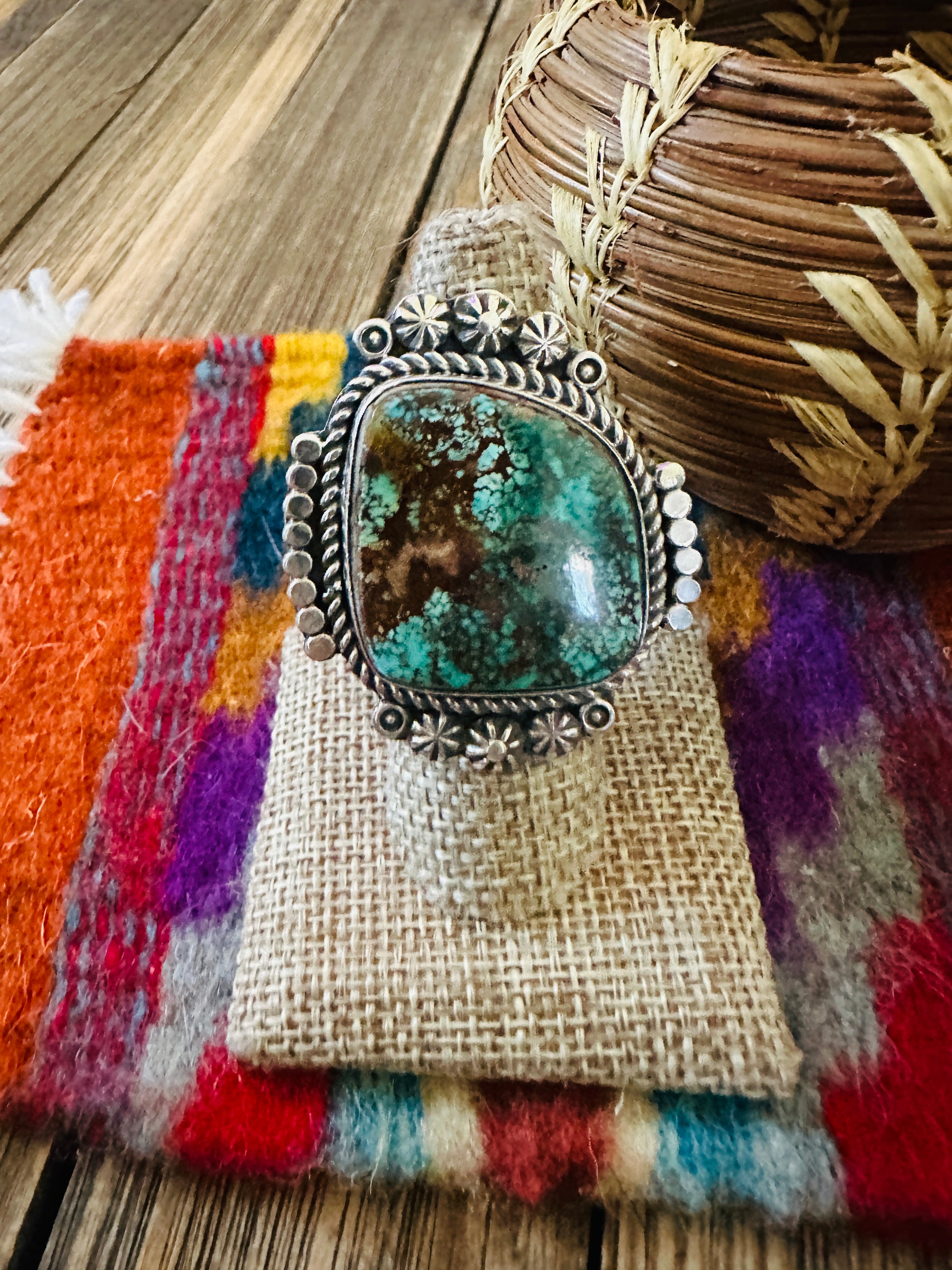 Handcrafted Turquoise & Sterling Silver Ring 7 by Rosella Paxson