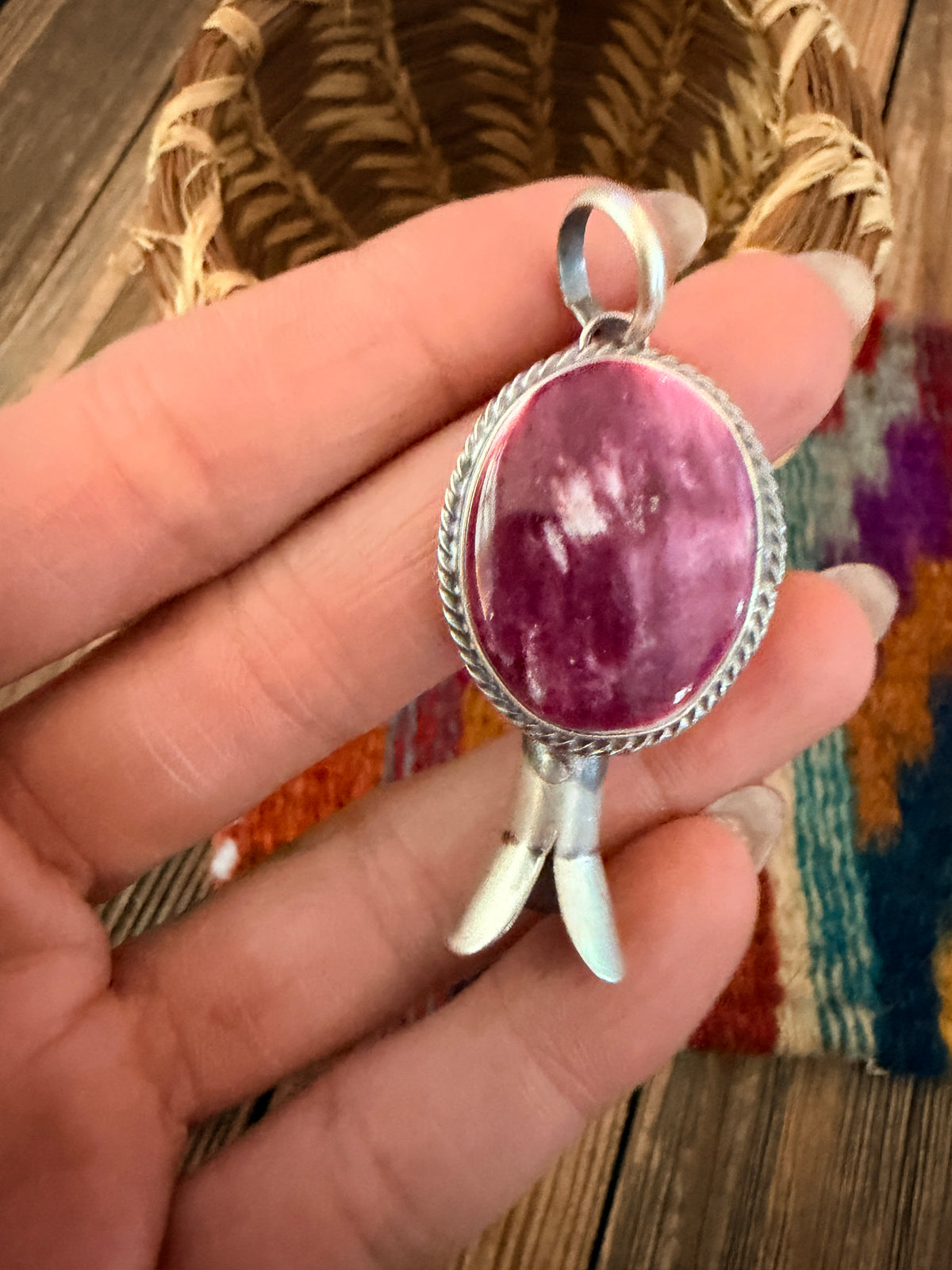 Handcrafted Sterling Silver & Purple Spiny Oyster Blossom Pendant
