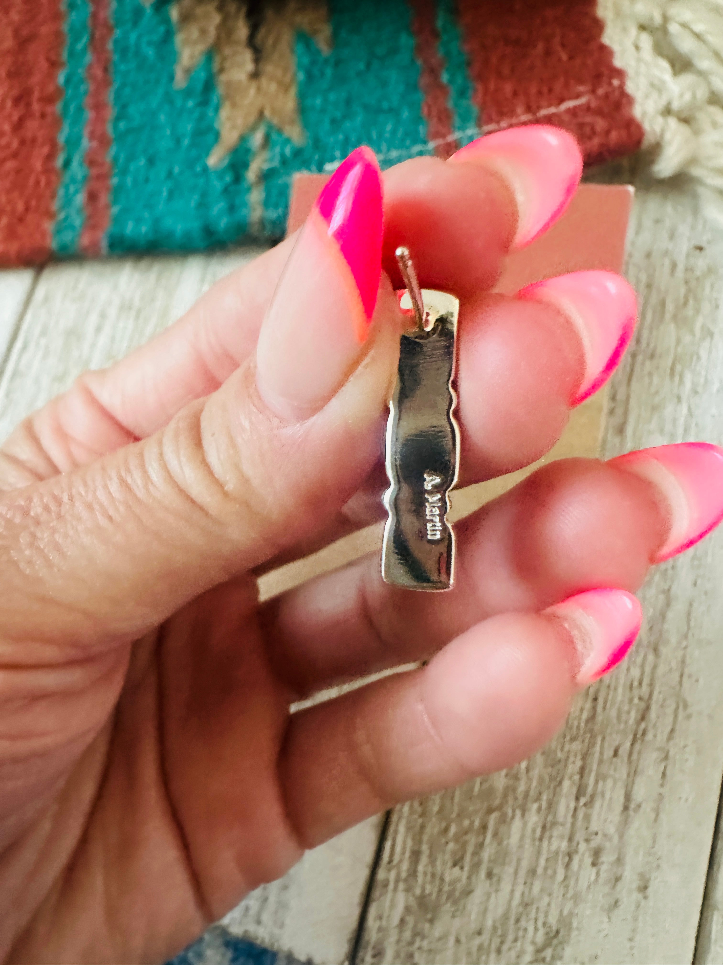 Handcrafted Sterling Silver, Spiny Oyster & Turquoise Post Earrings