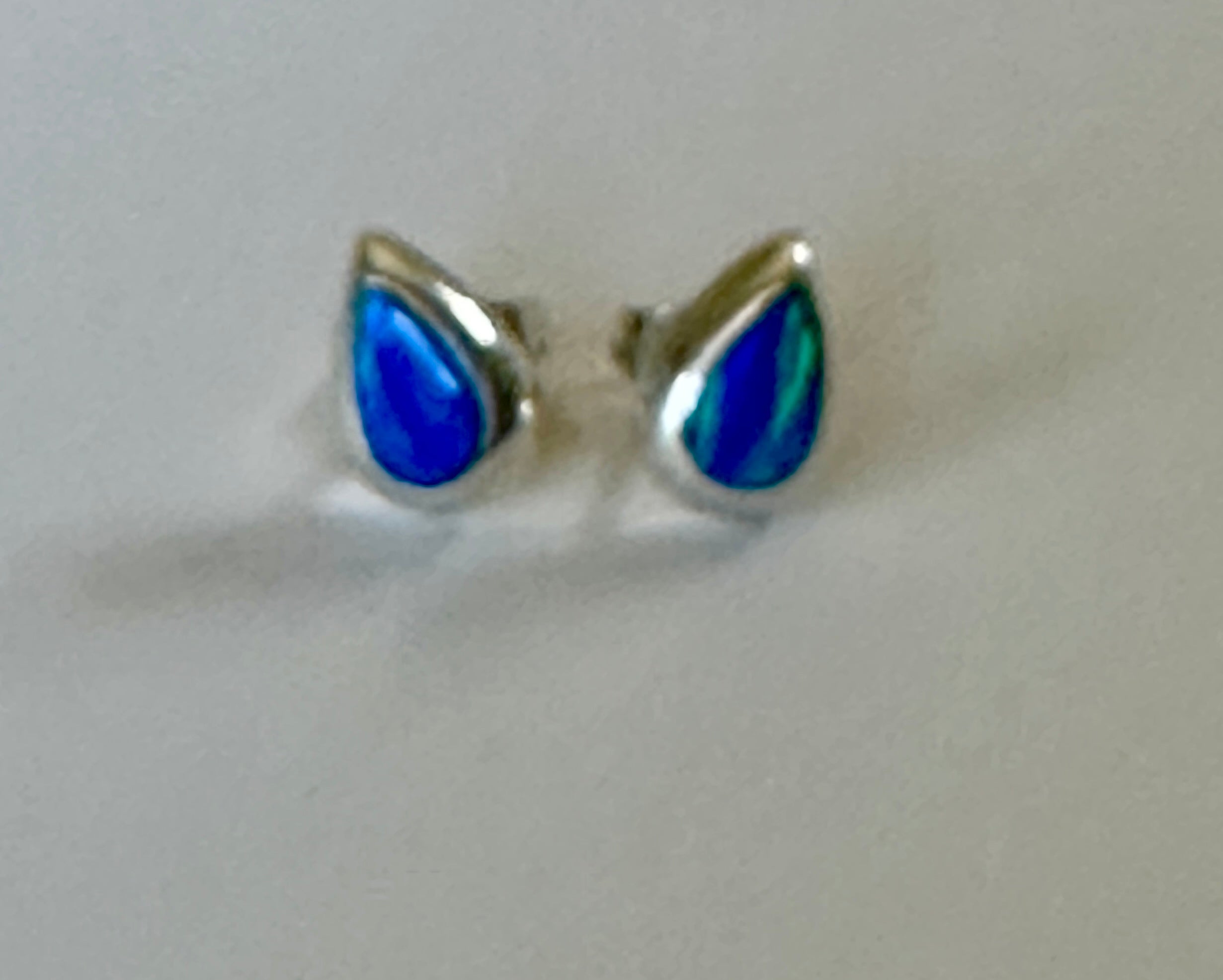 Petite Dark Blue Opal  Teardrop Studs