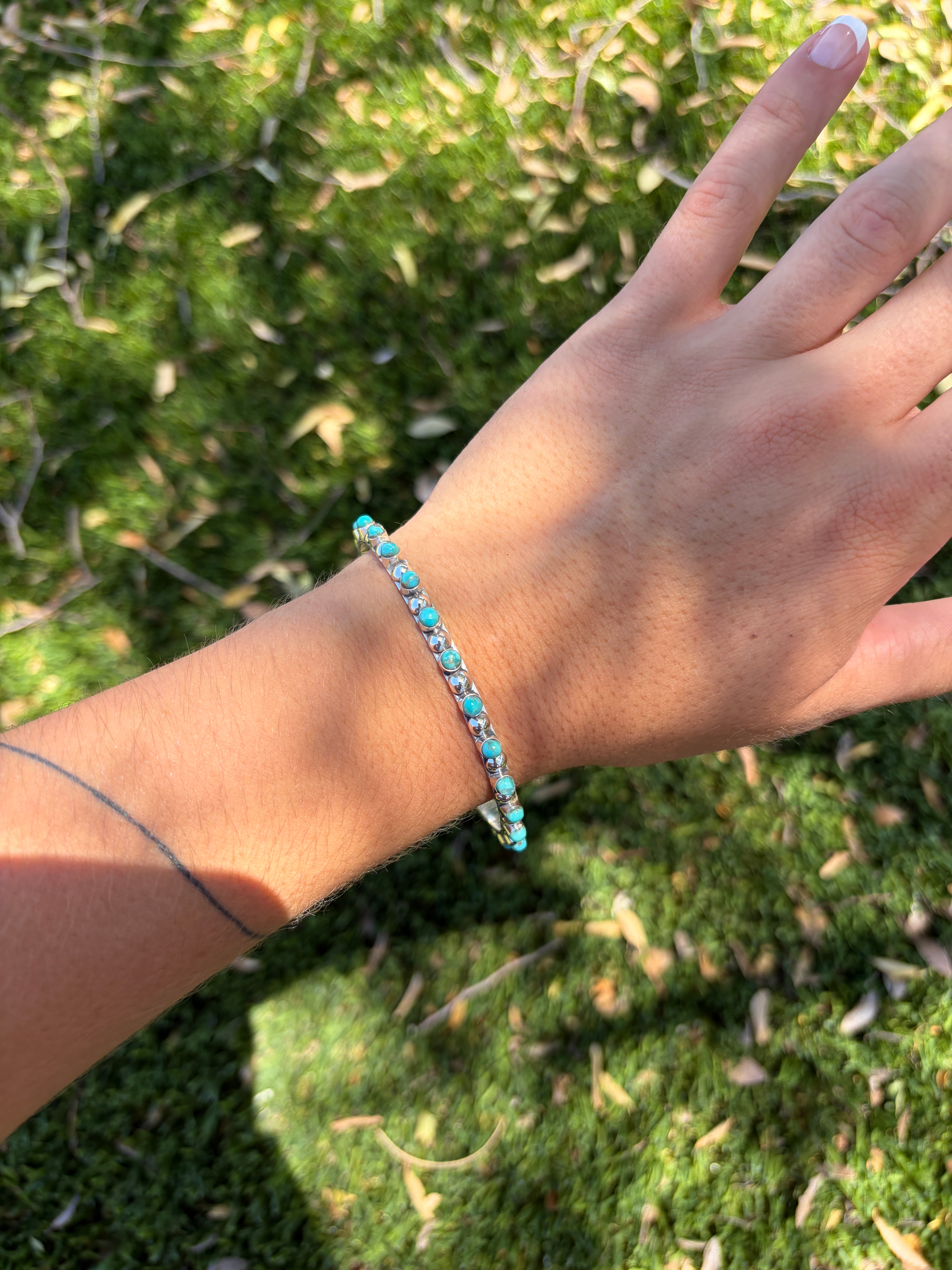 Handmade Turquoise & Sterling Silver Bangle Bracelet