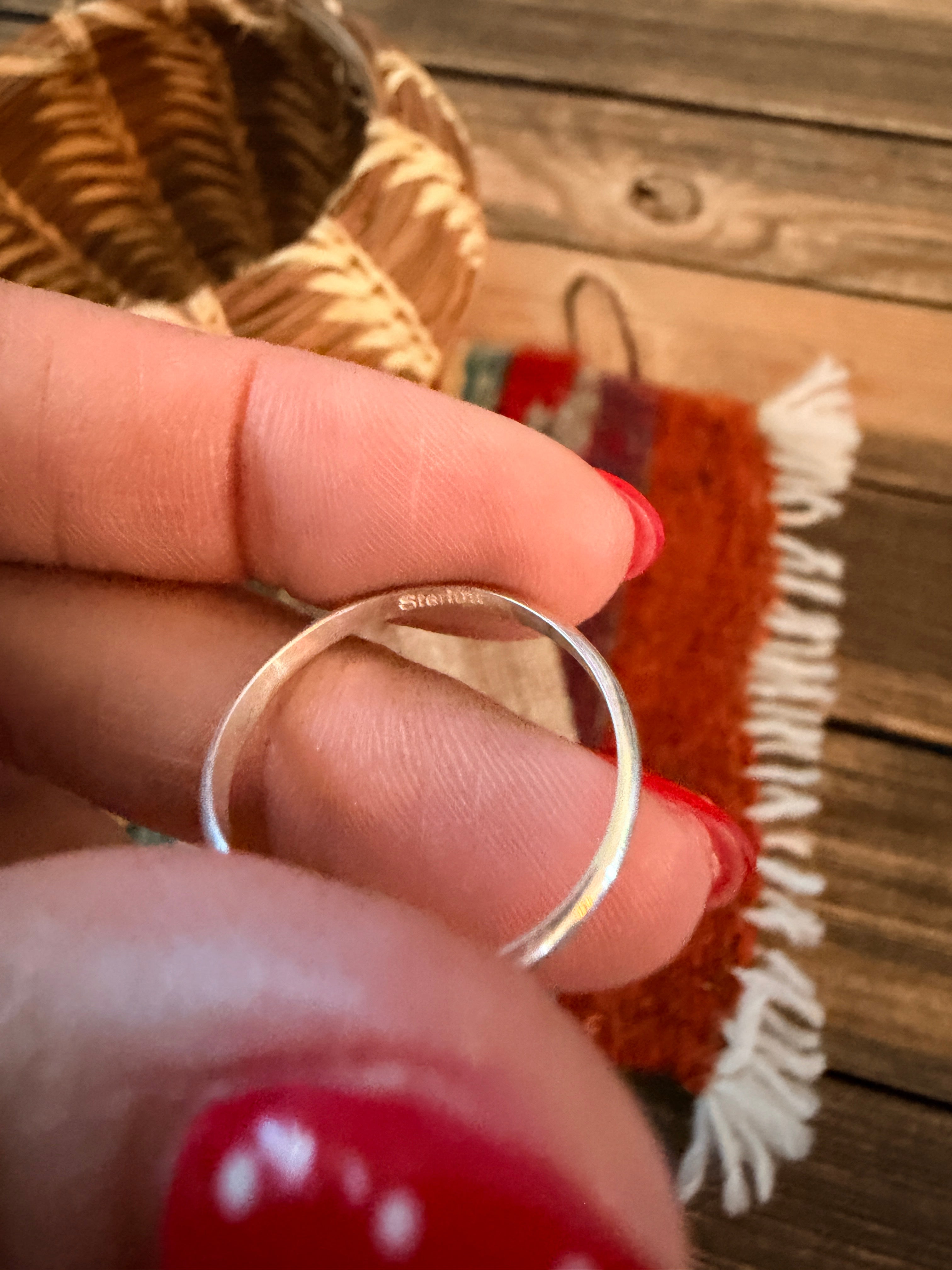 Handcrafted Red Opal & Sterling Silver Adjustable Ring