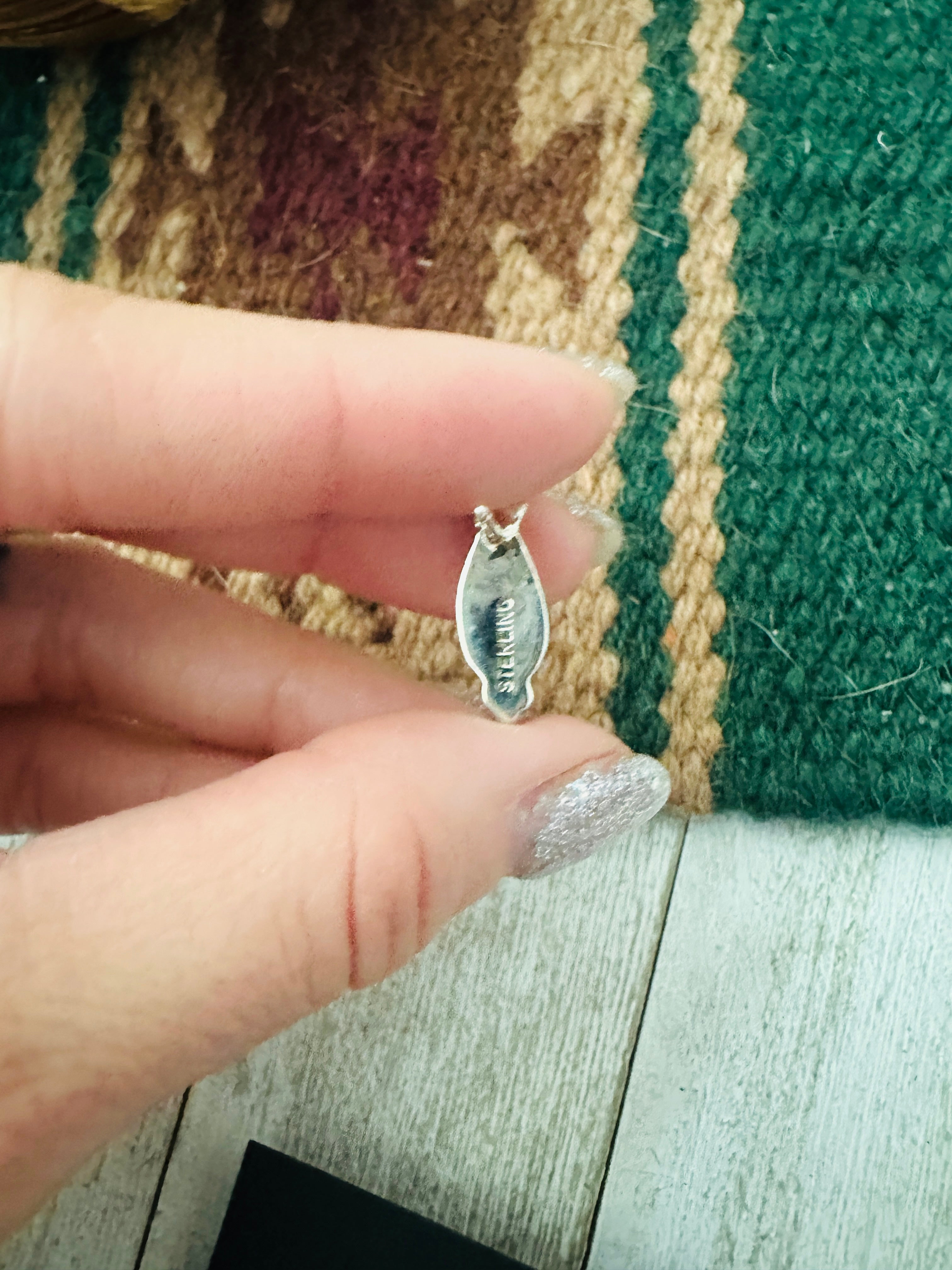 Navajo White Buffalo and Sterling Silver Stud Earrings