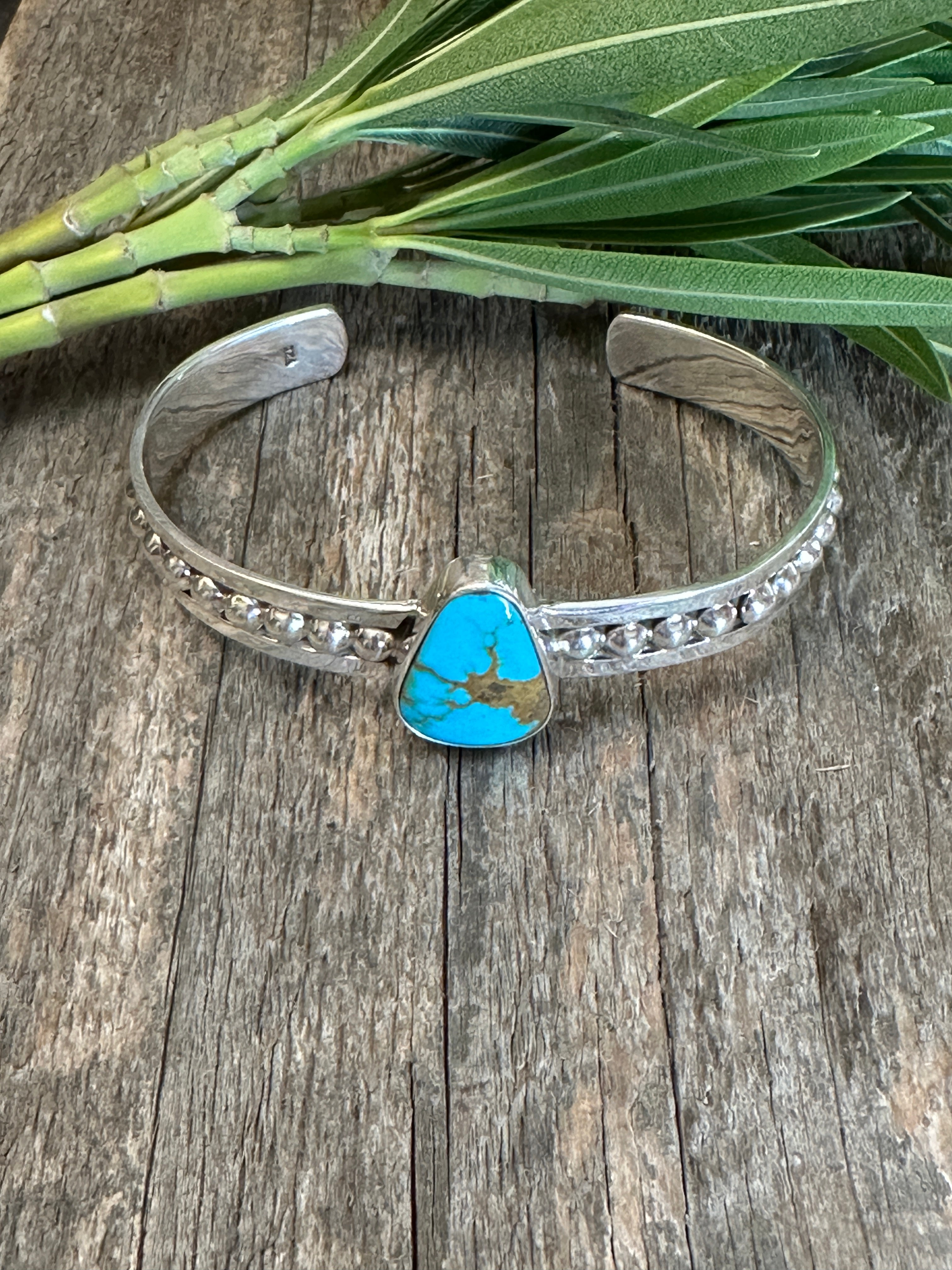 Handmade Turquoise Sterling Silver Tear Drop Cuff Bracelet
