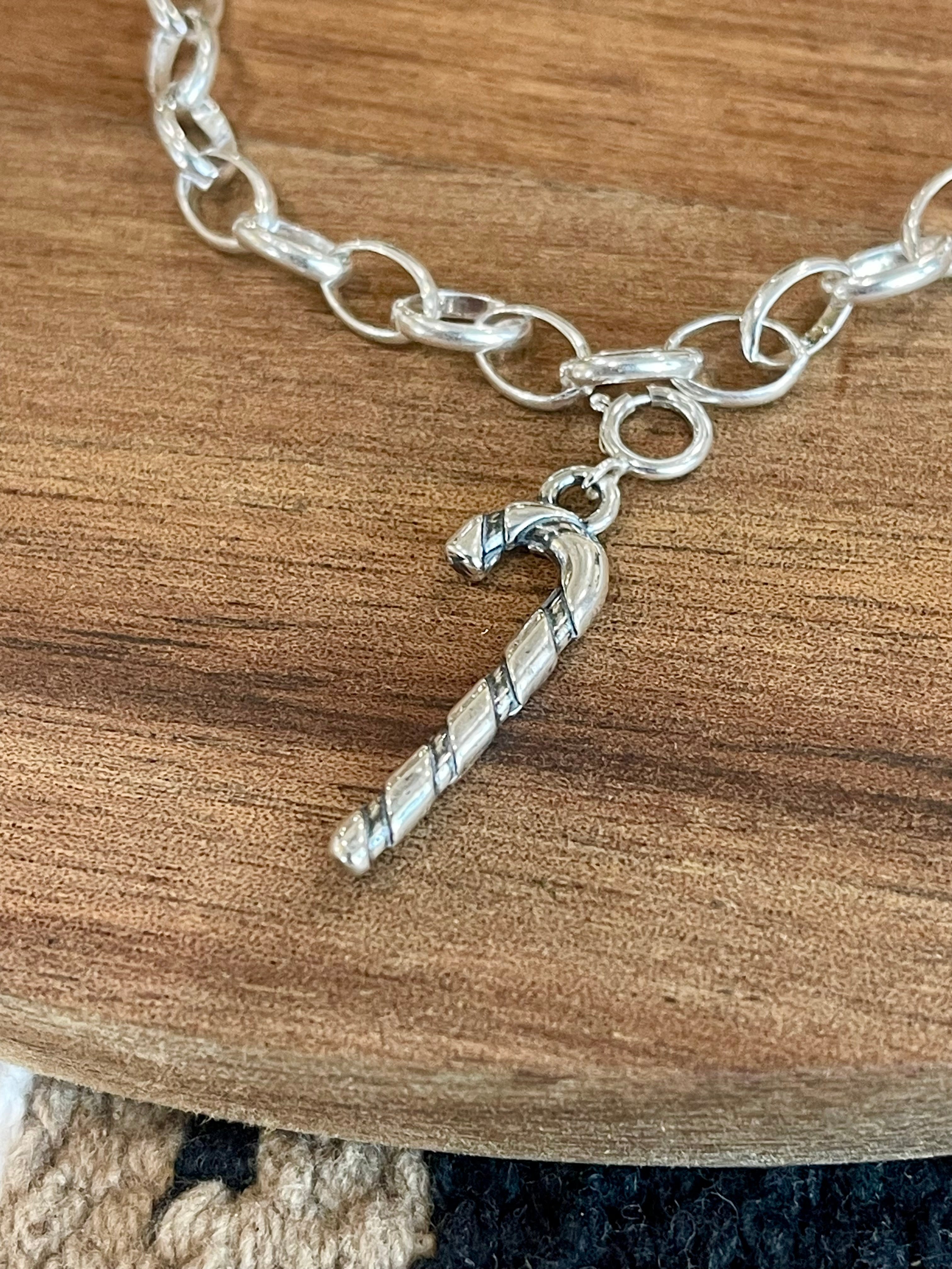 Handmade Sterling Silver CHRISTMAS CANDY CANE Charm