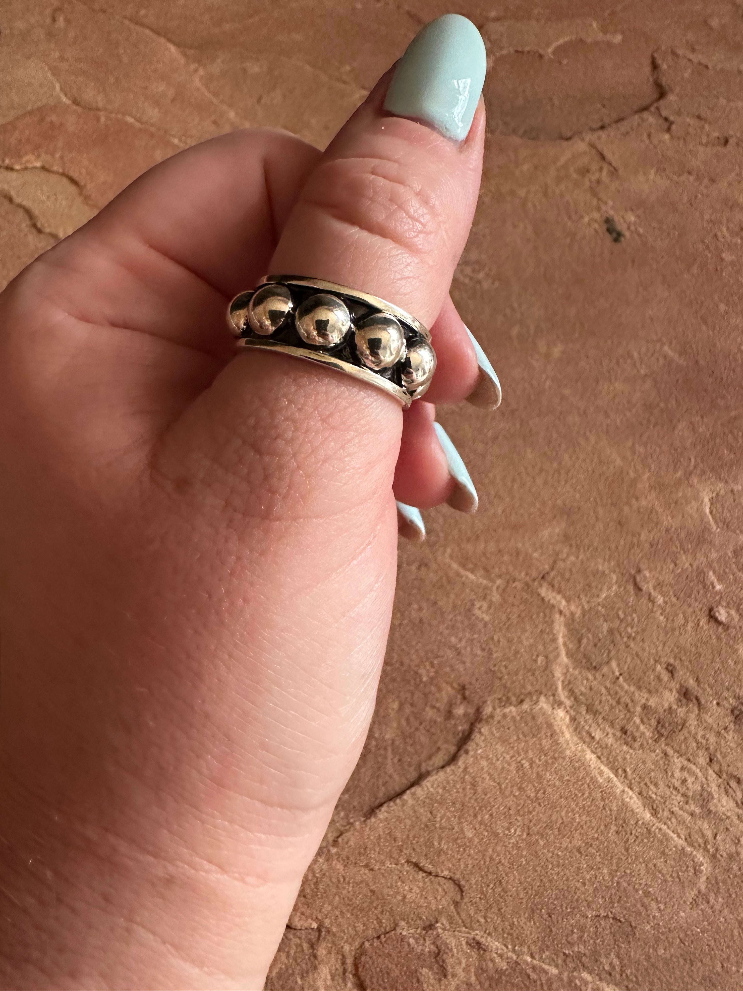 Handmade Sterling Silver 6mm Rocker Stacker Adjustable Band Ring