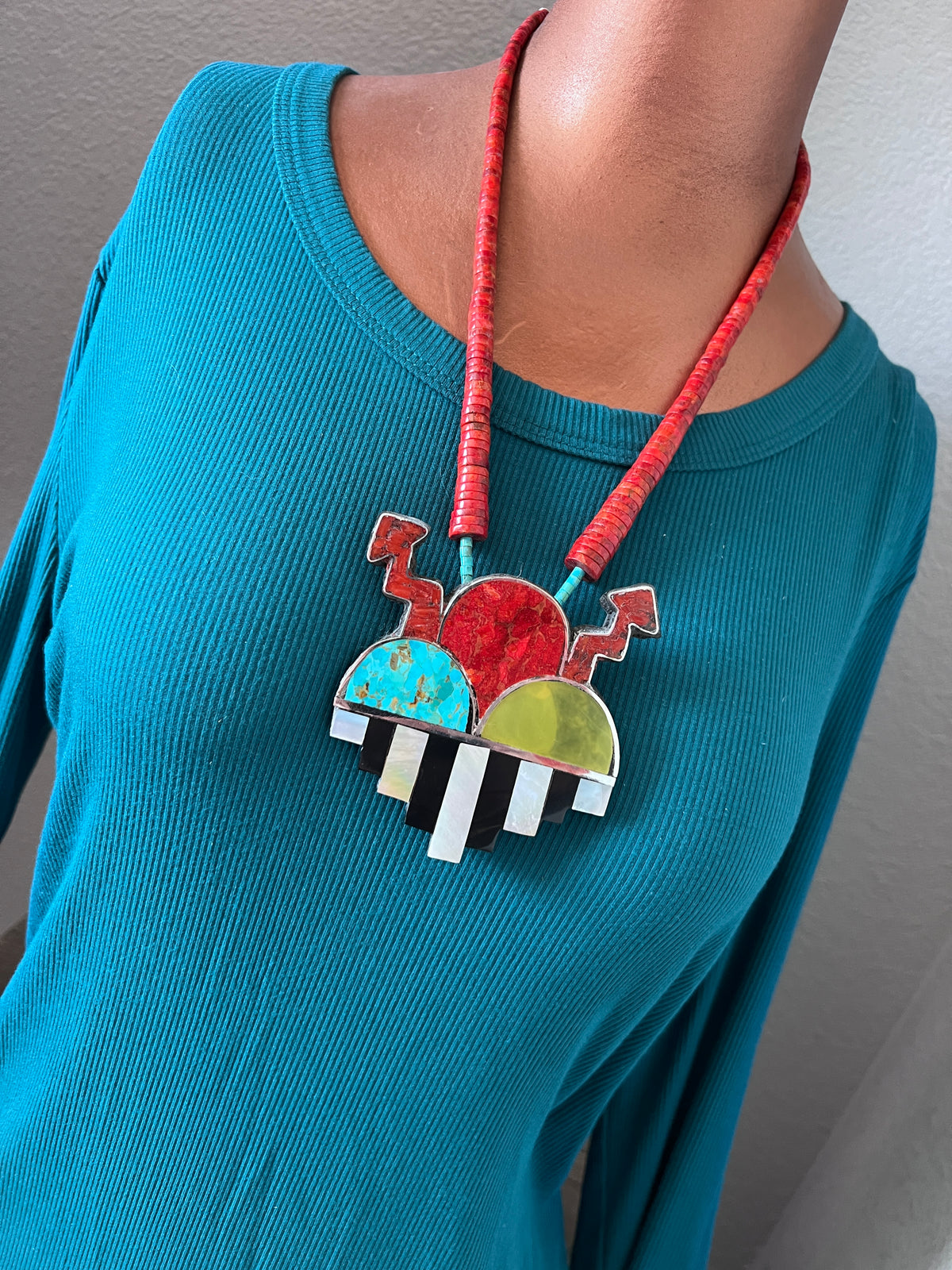 Warren Nieto Multi Stone Inlay Monsoon Necklace & Earrings Set