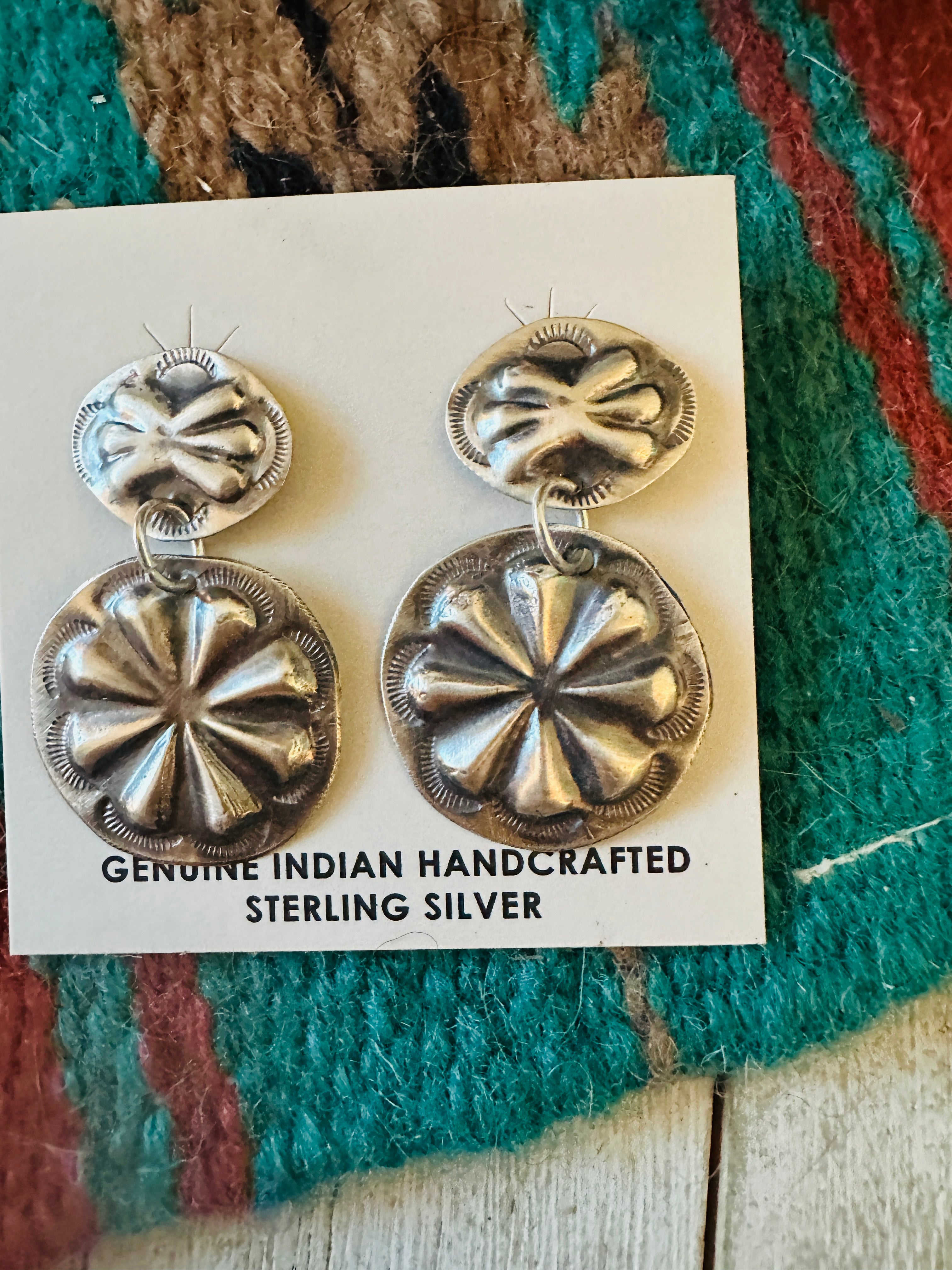 Handcrafted Sterling Silver Concho Dangle Earrings