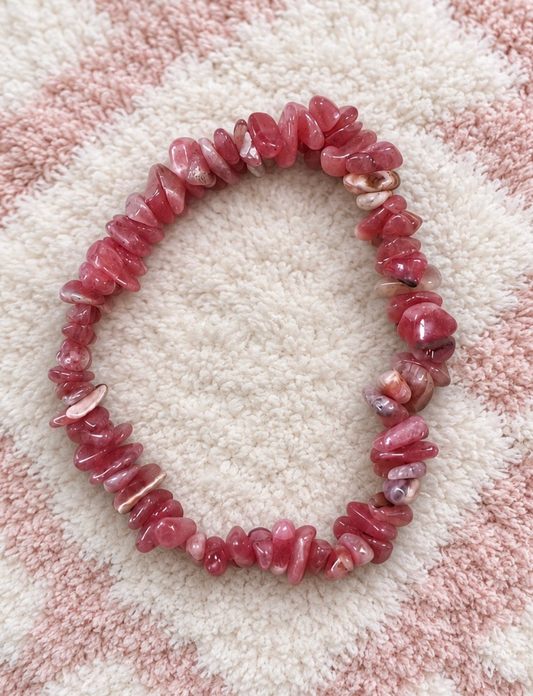 Rhodochrosite beaded Chips stretch bracelet