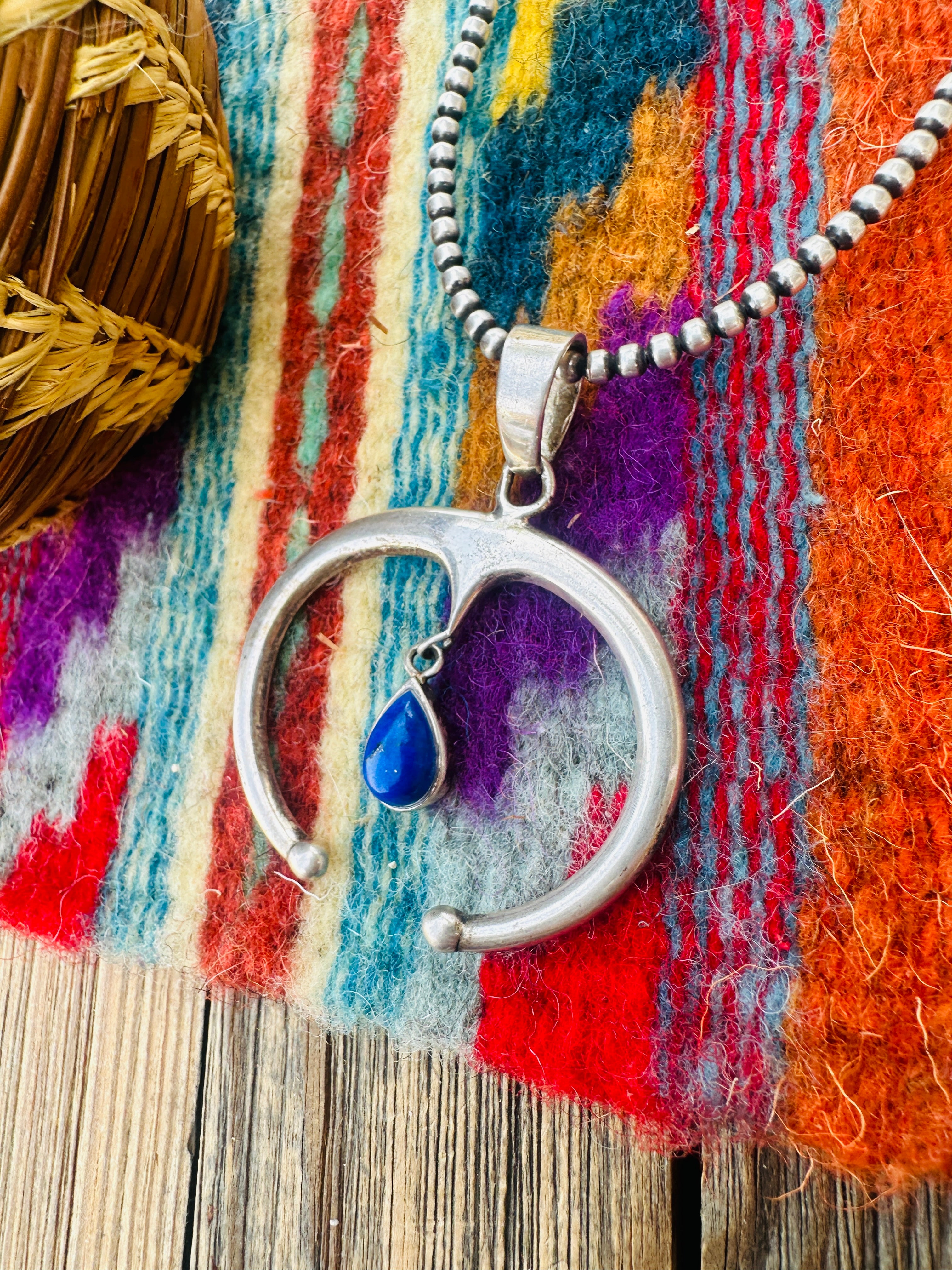 Handcrafted Sterling Silver & Lapis Naja Pendant