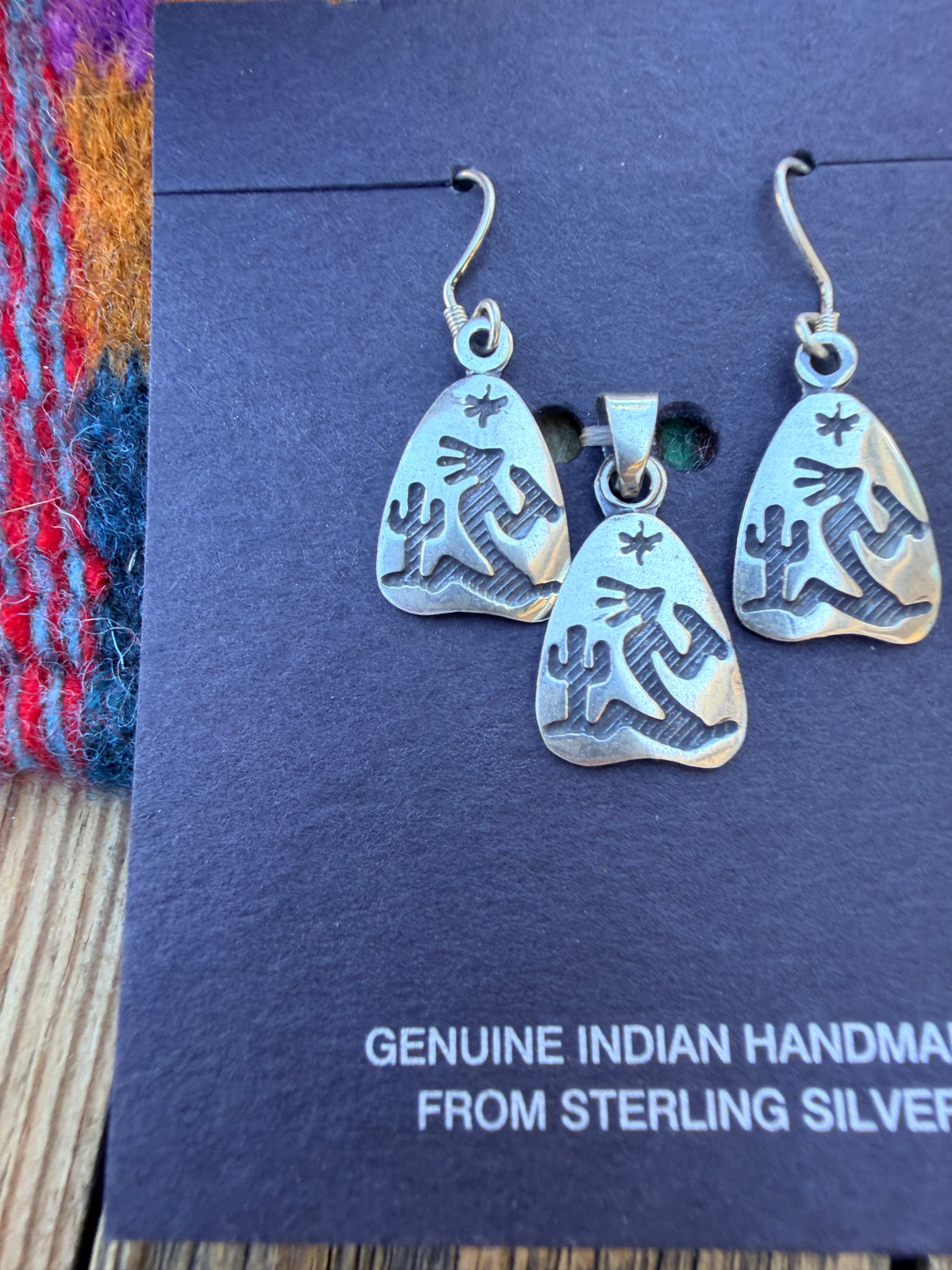 Handcrafted Sterling Silver Kokopelli Earring and Pendant Set