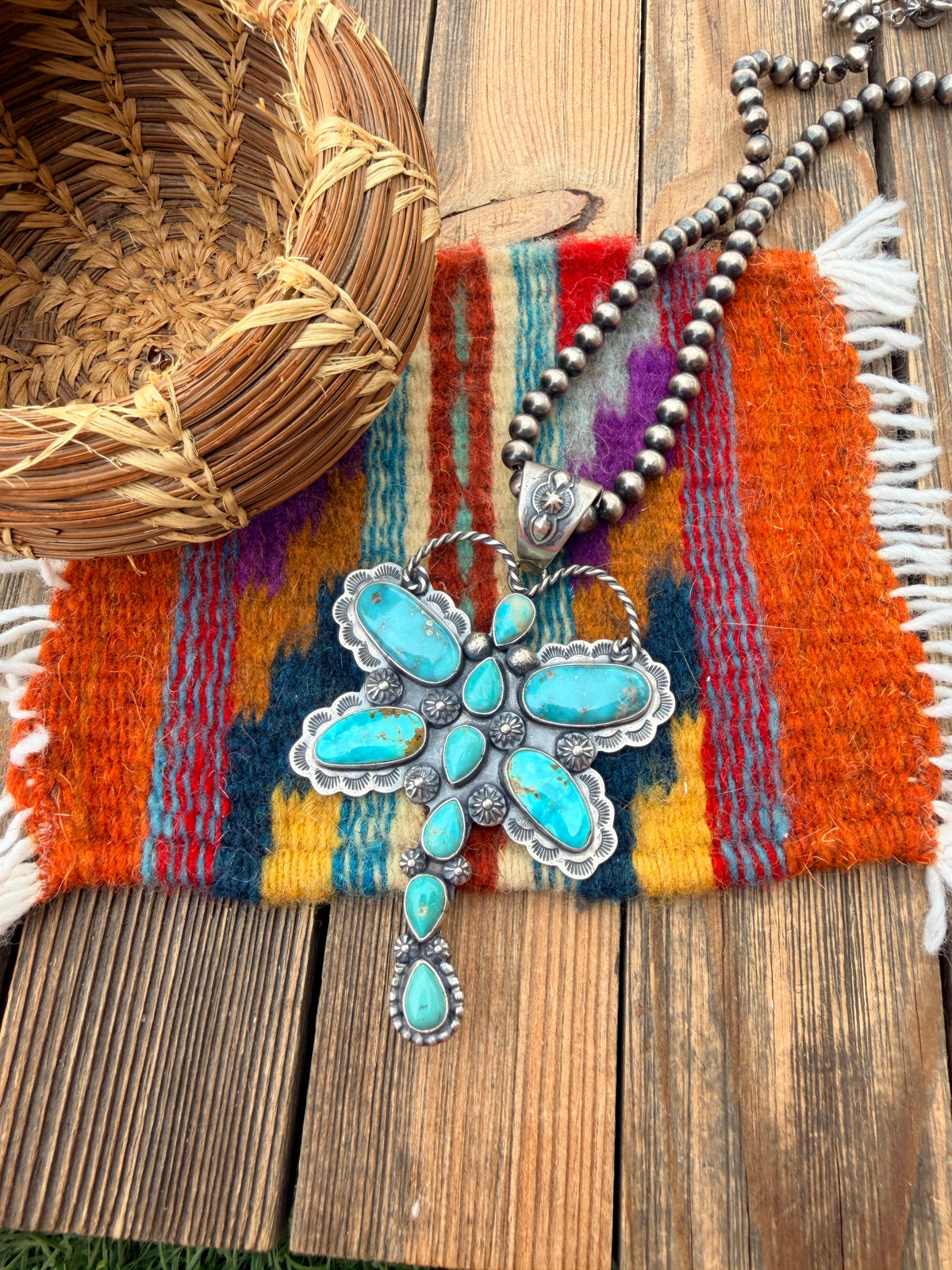 Handcrafted Sterling Silver & Turquoise Dragonfly Pendant by Alice McShirley