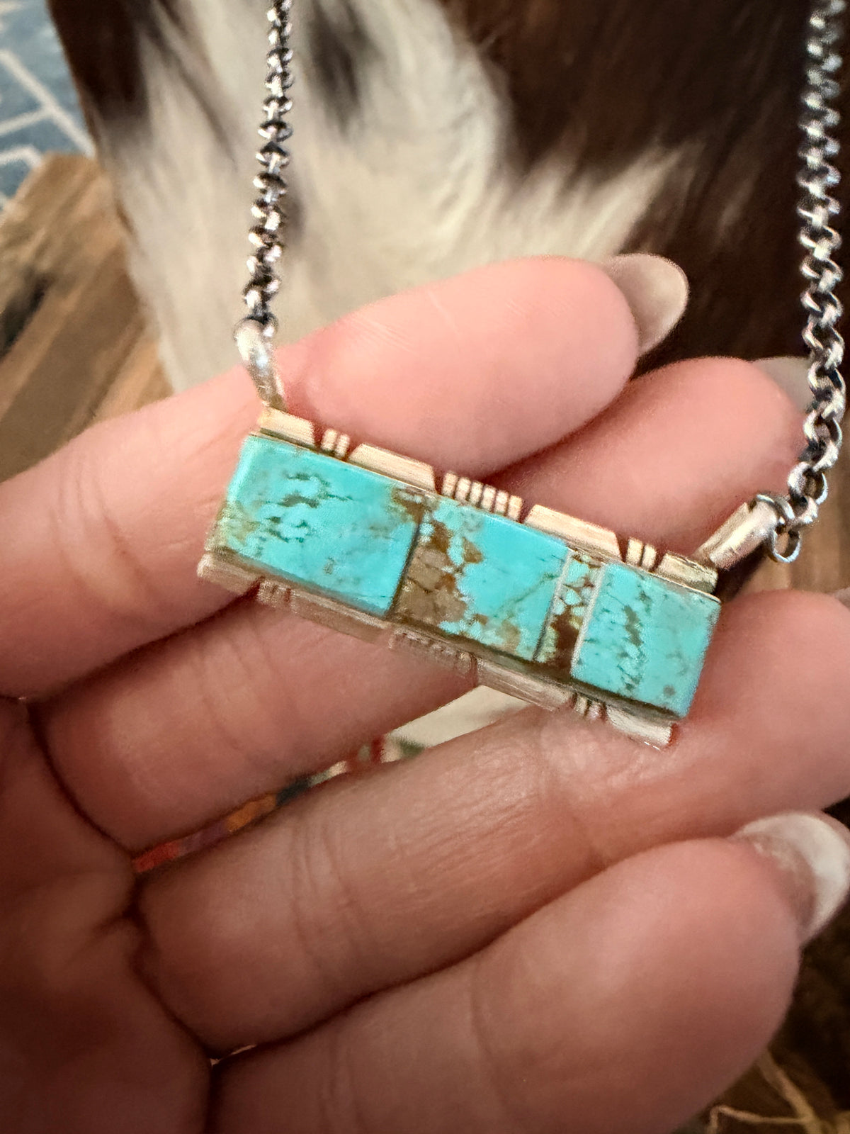 Handcrafted Turquoise & Sterling Silver Bar Necklace
