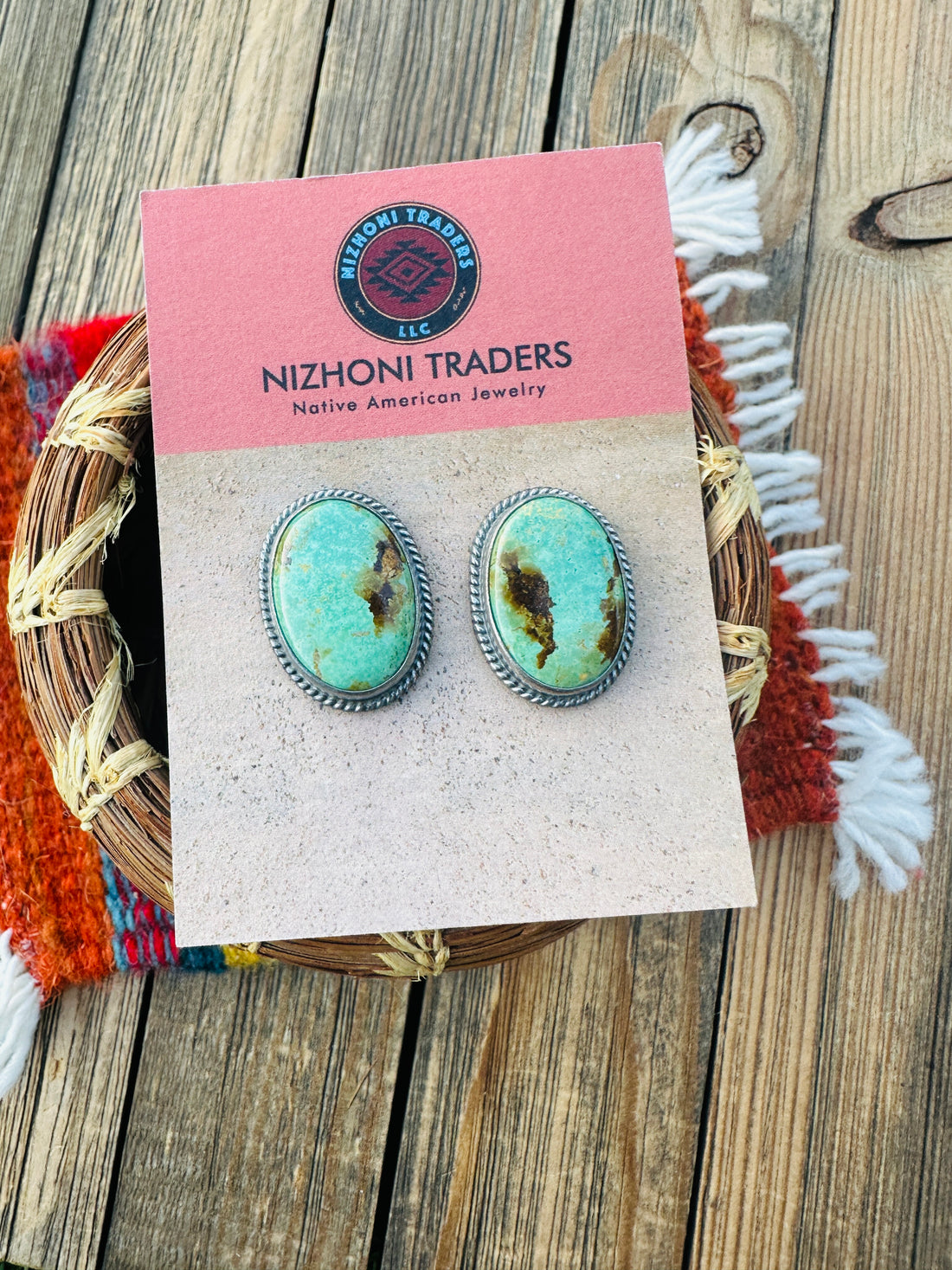 Handcrafted Sterling Silver & Royston Turquoise Post Earrings