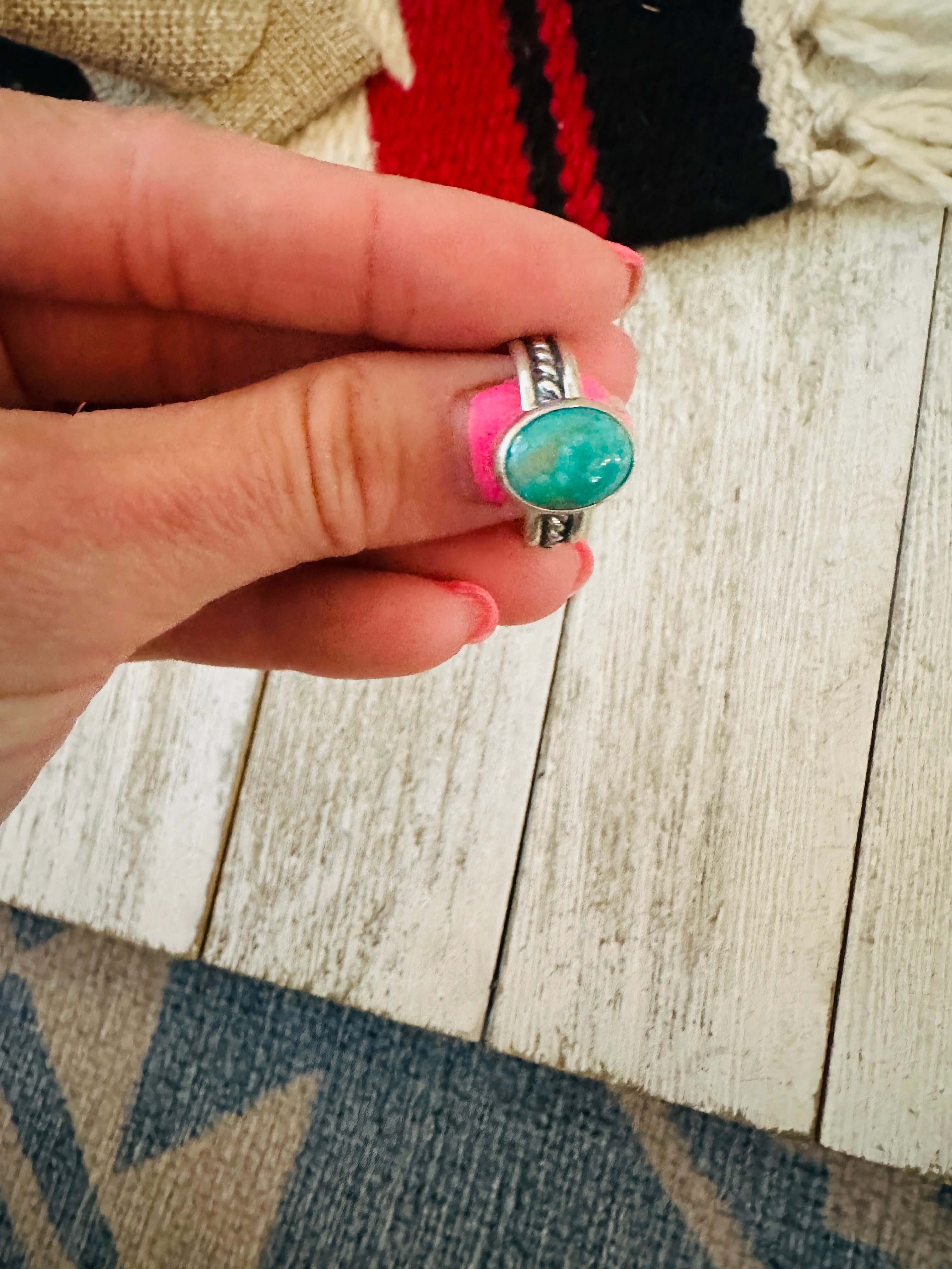 Navajo Turquoise & Sterling Silver Ring Size 4.5