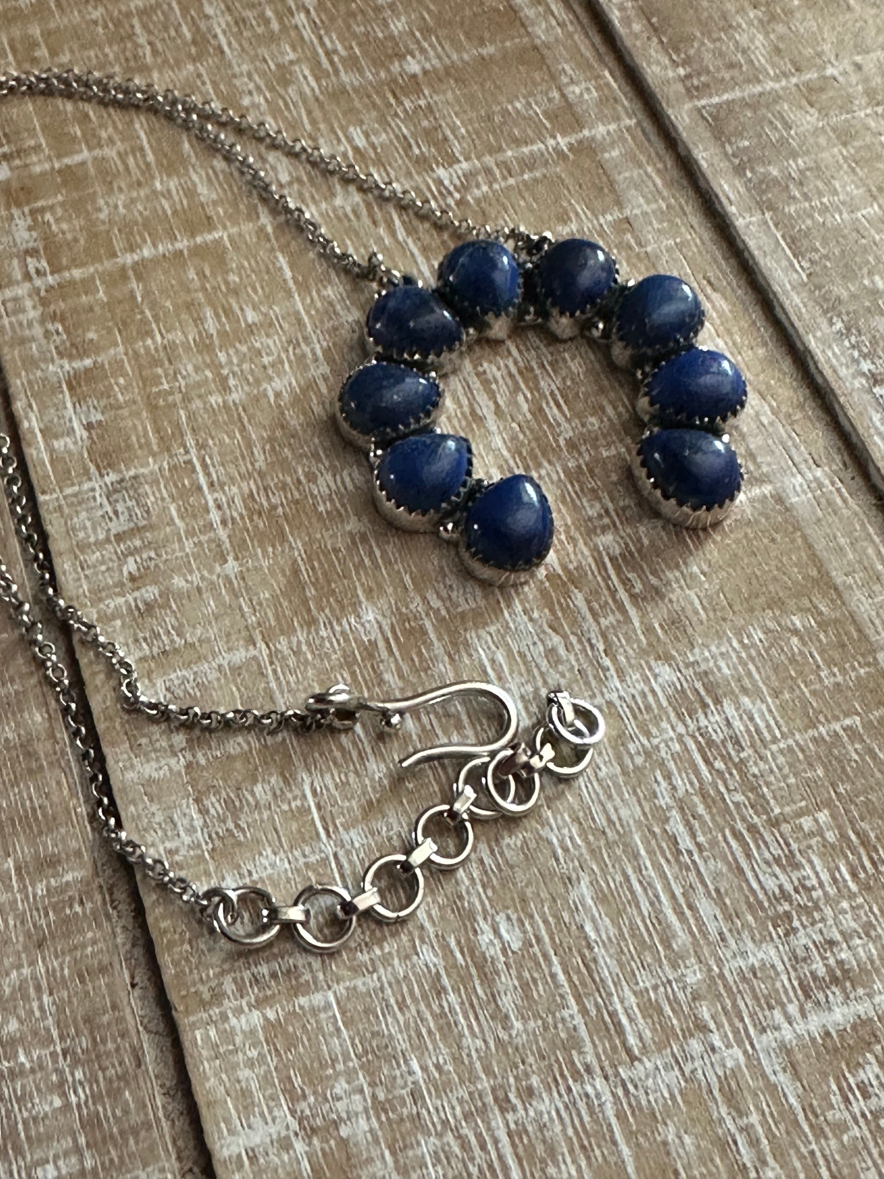 Handmade Sterling Silver & Lapis Naja Necklace Signed Nizhoni