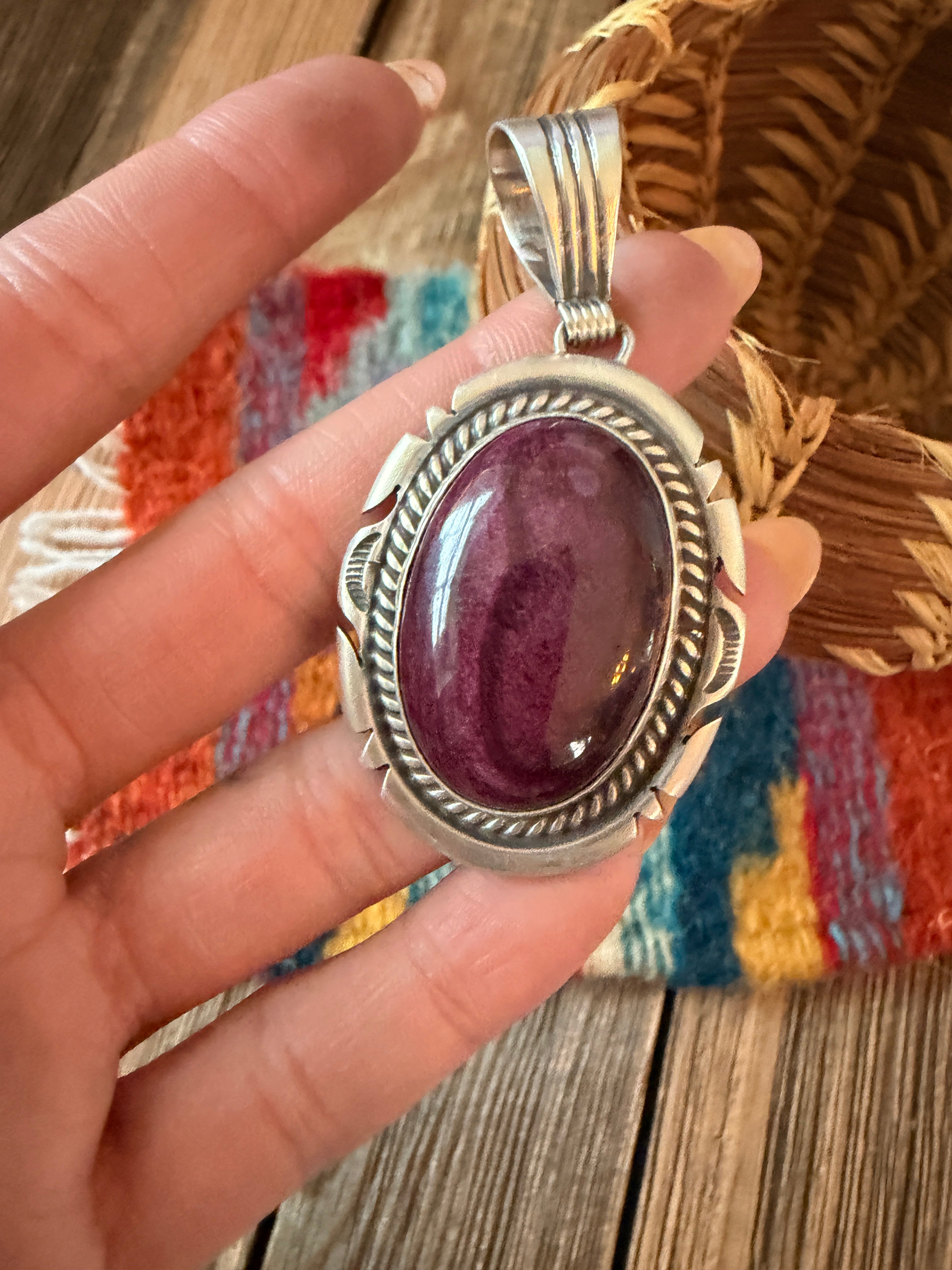 Handcrafted Sterling Silver & Spiny Oyster Pendant by Jon McCray