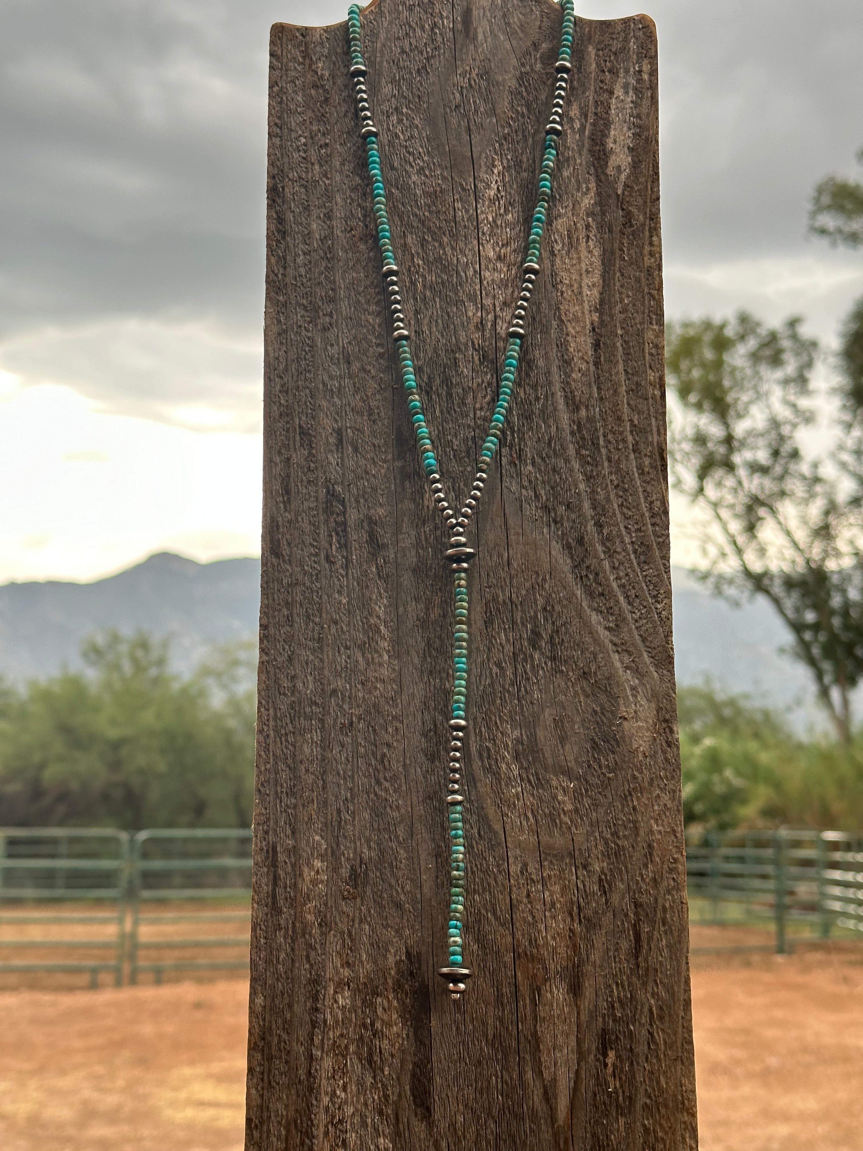 The Cowboy Navajo Sterling Silver & Turquoise Beaded Lariat Necklace