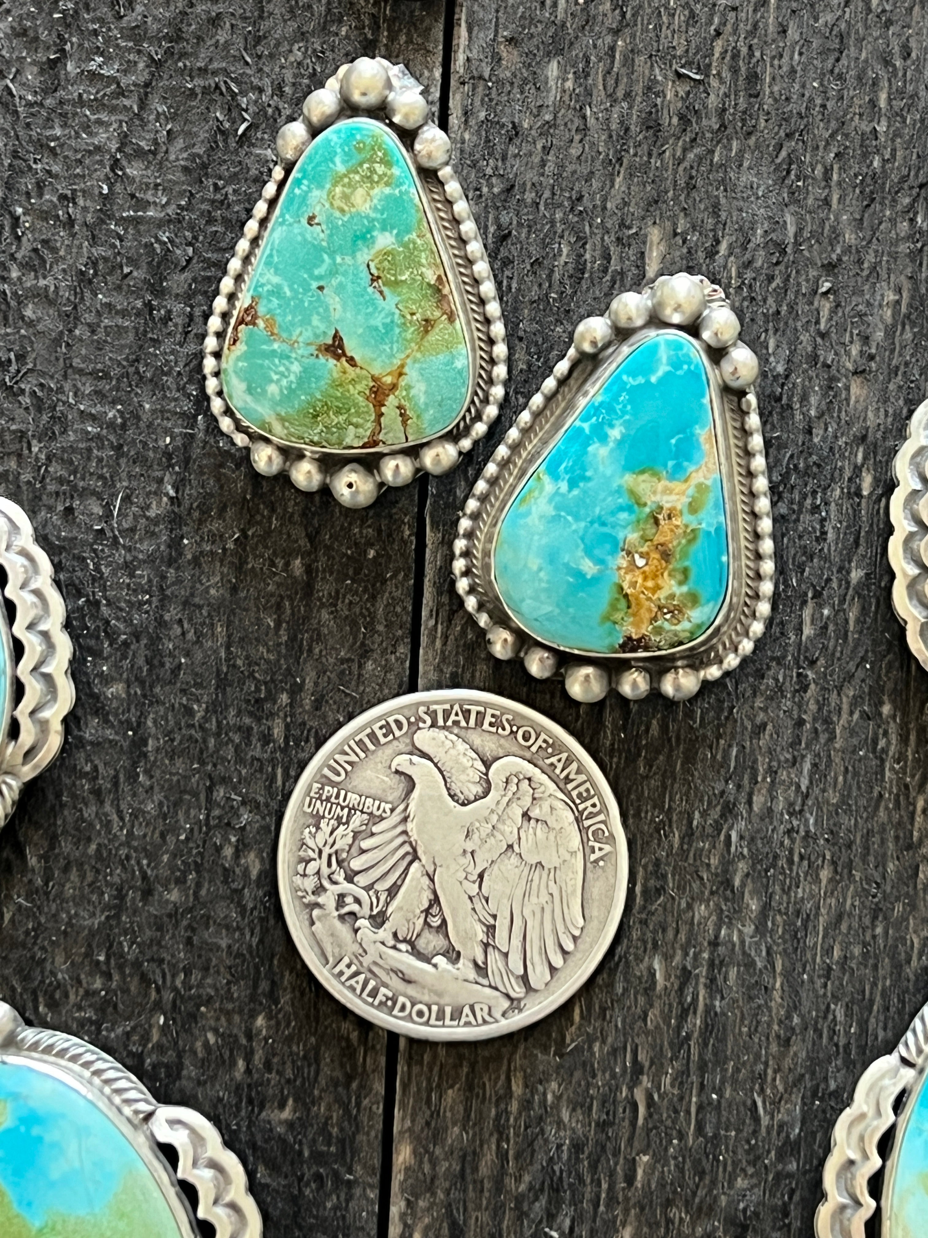 Massive Navajo Sterling Silver and Sonoran Mountain Turquoise Statement Necklace with Earrings by Talila Benally