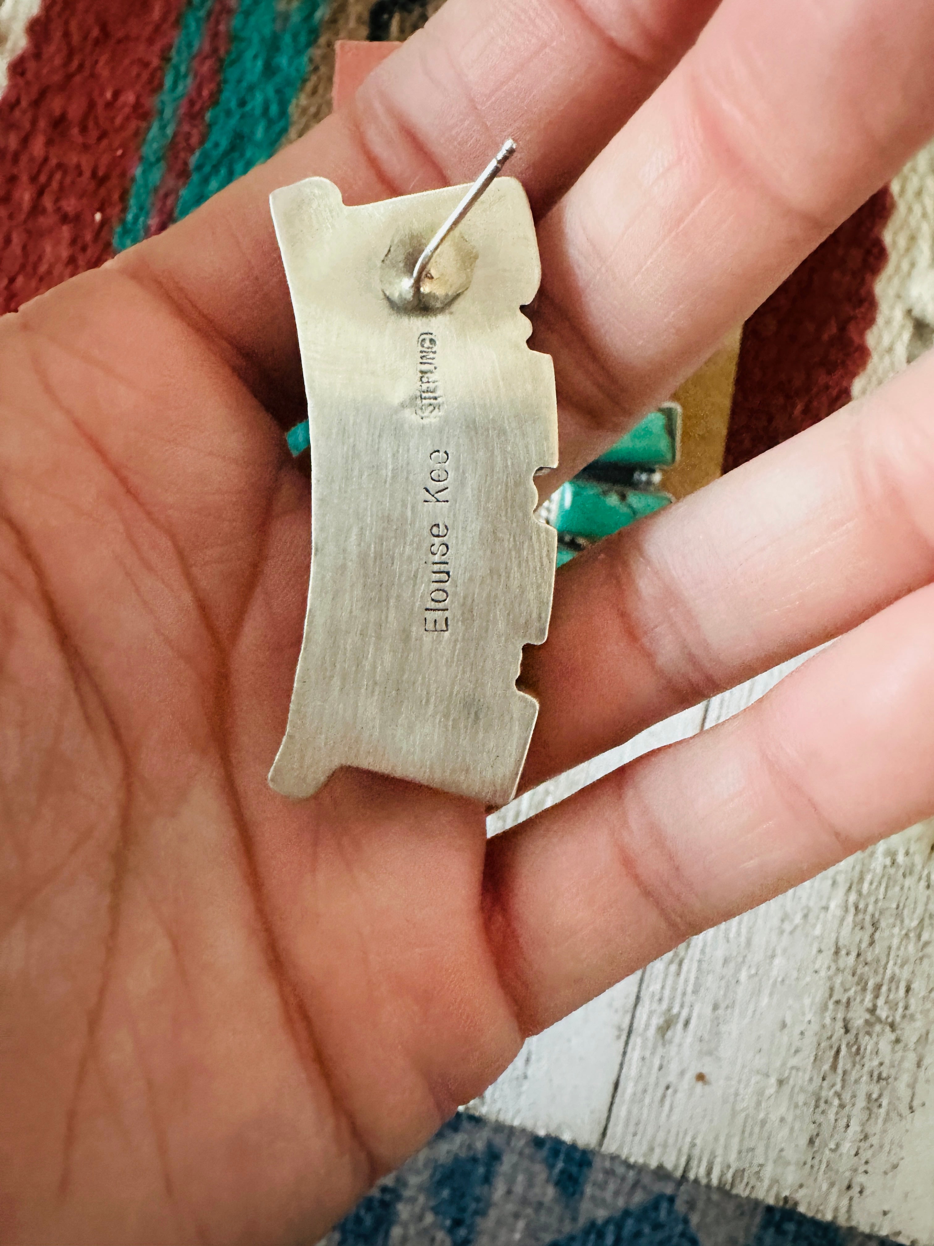 Handcrafted Turquoise & Sterling Silver Cluster Earrings by Elouise Kee