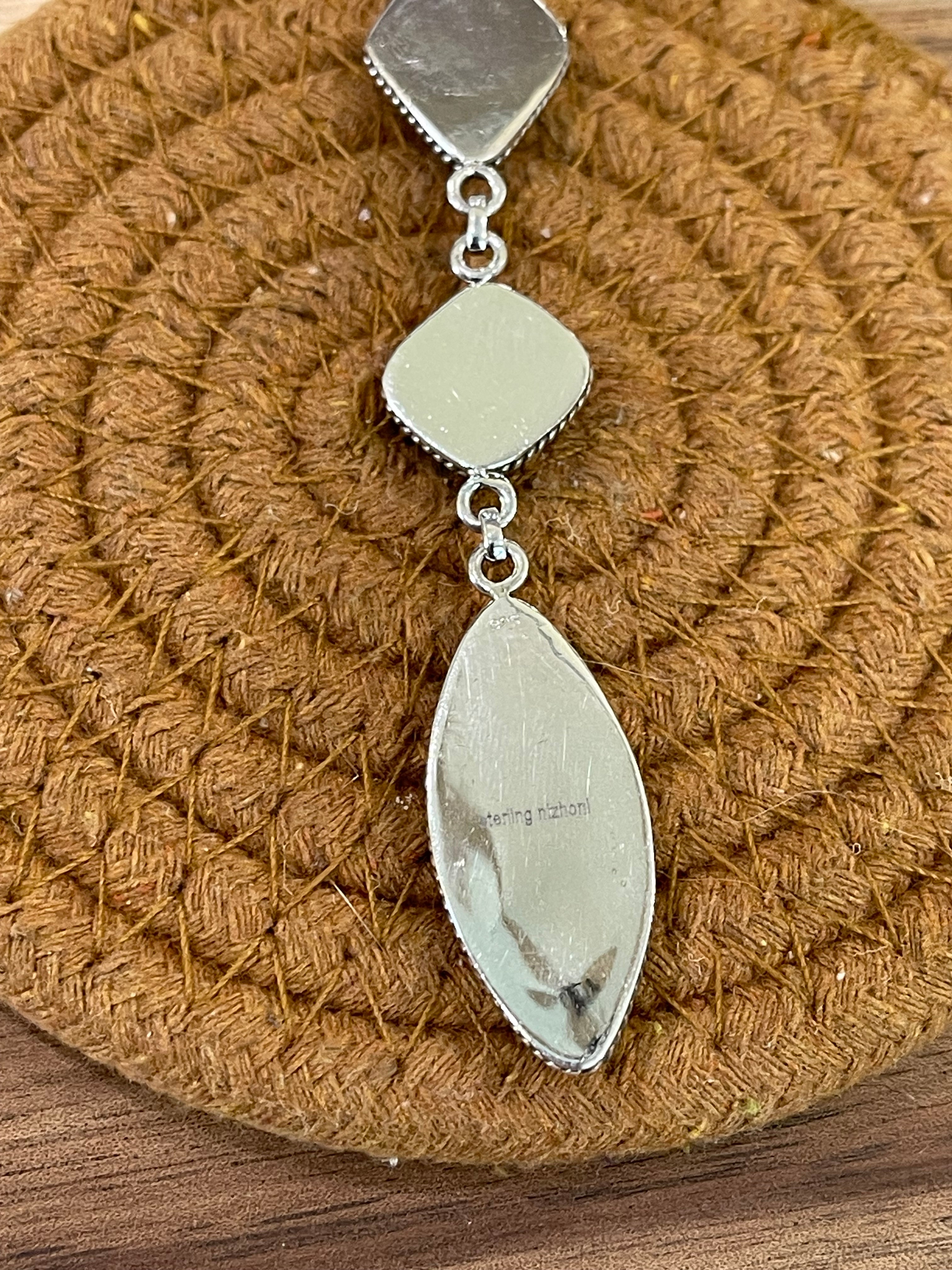 Handmade Sterling Silver & Purple Dream Mojave Necklace And Earrings Set Signed Nizhoni