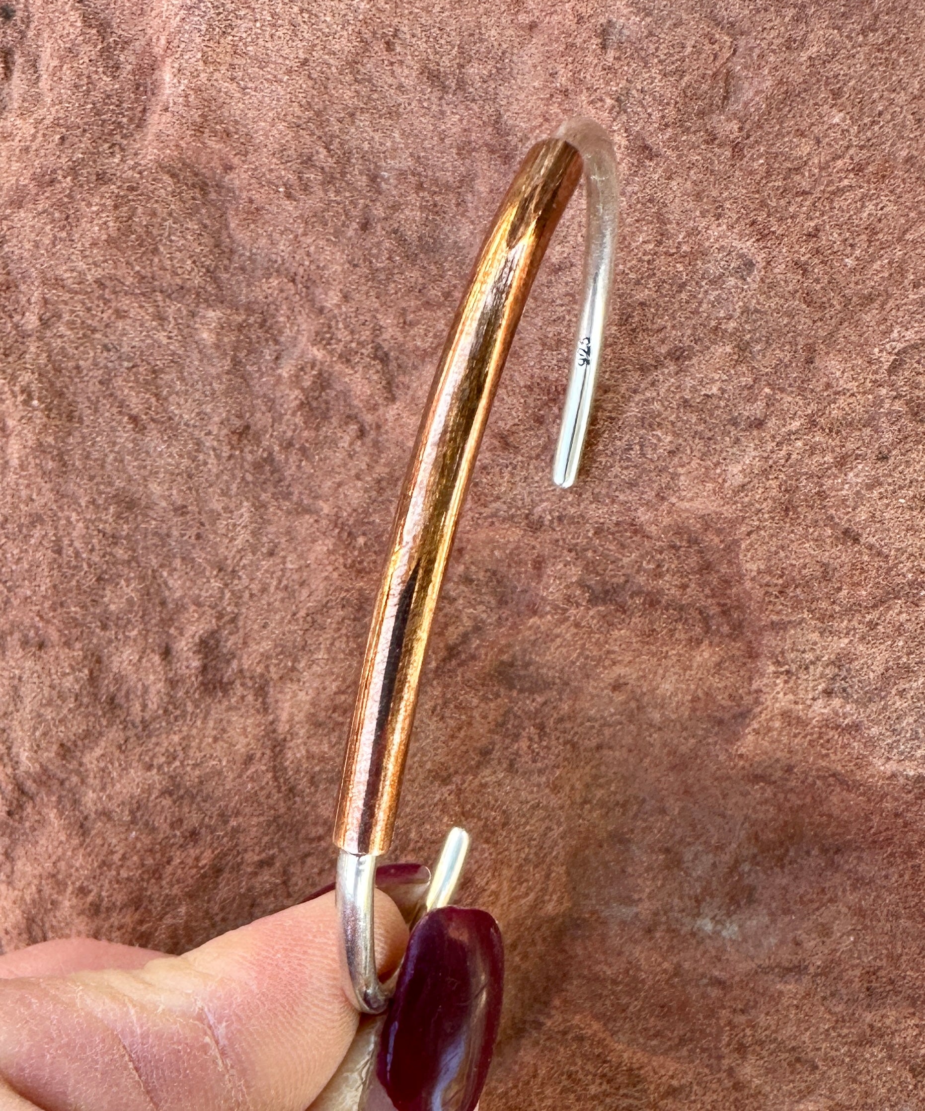 SIMPLE Sterling SILVER CUFF W/ COPPER FINISH