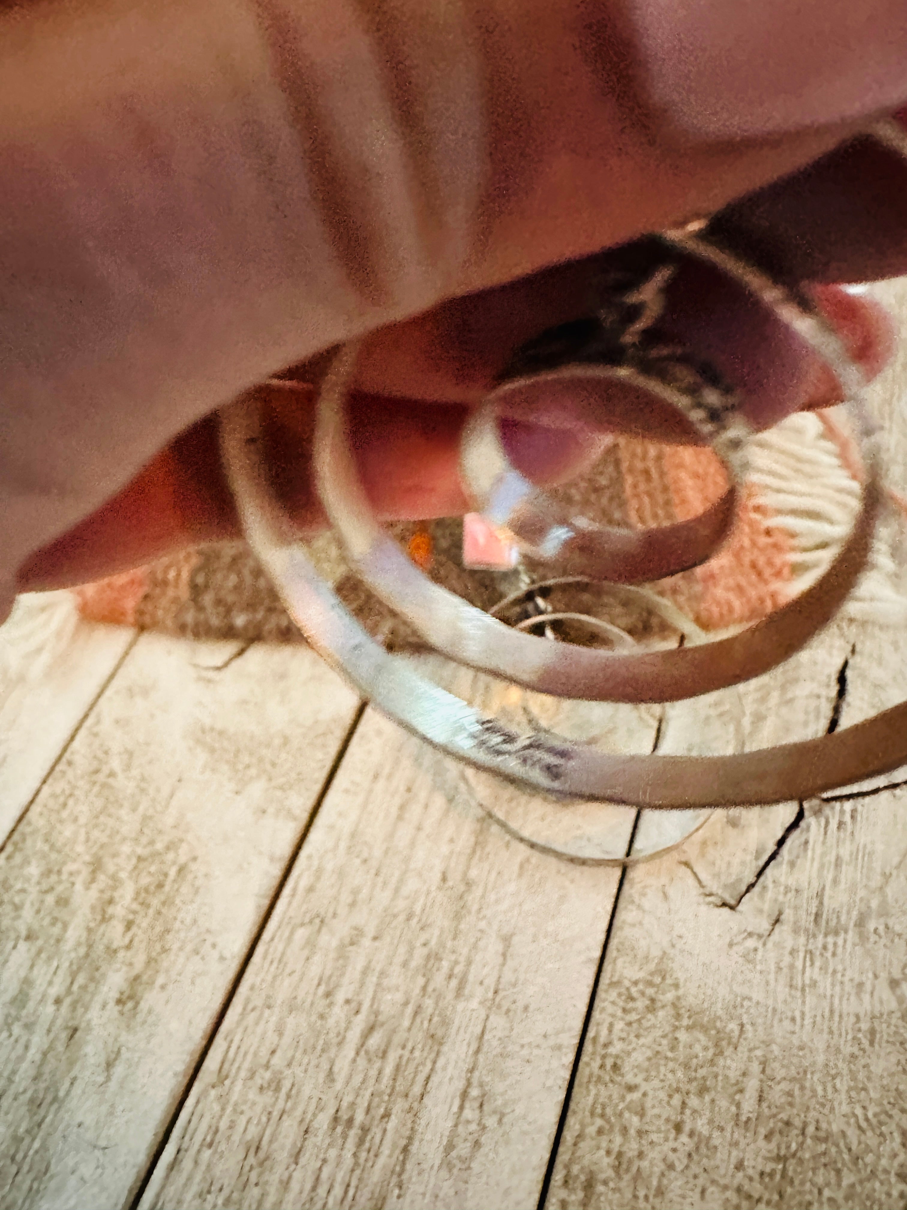 Navajo Sterling Silver & Queen Pink Conch Dangle Hoop Earrings