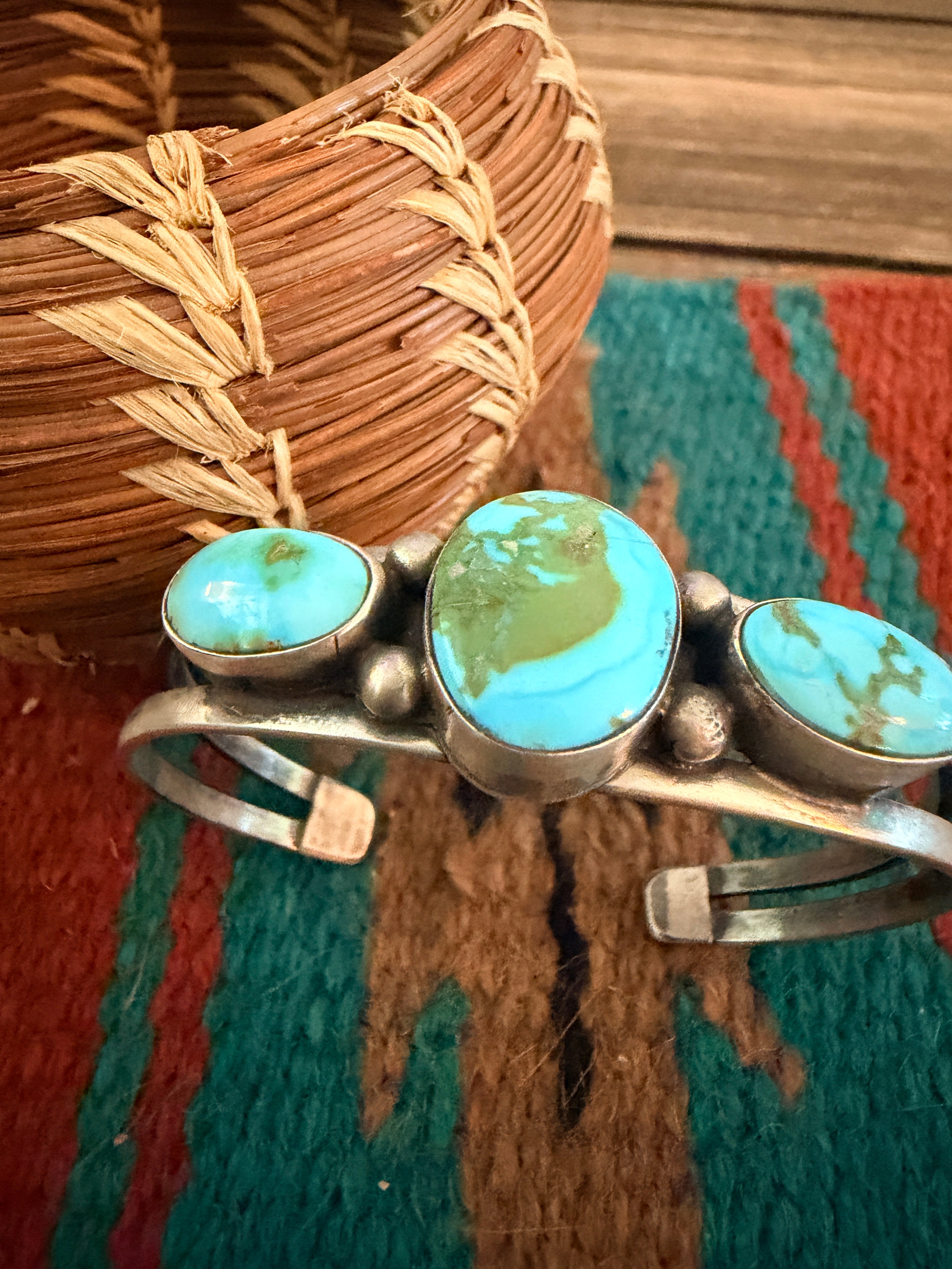 Handcrafted Turquoise & Sterling Silver Cuff Bracelet by Kathleen Livingston