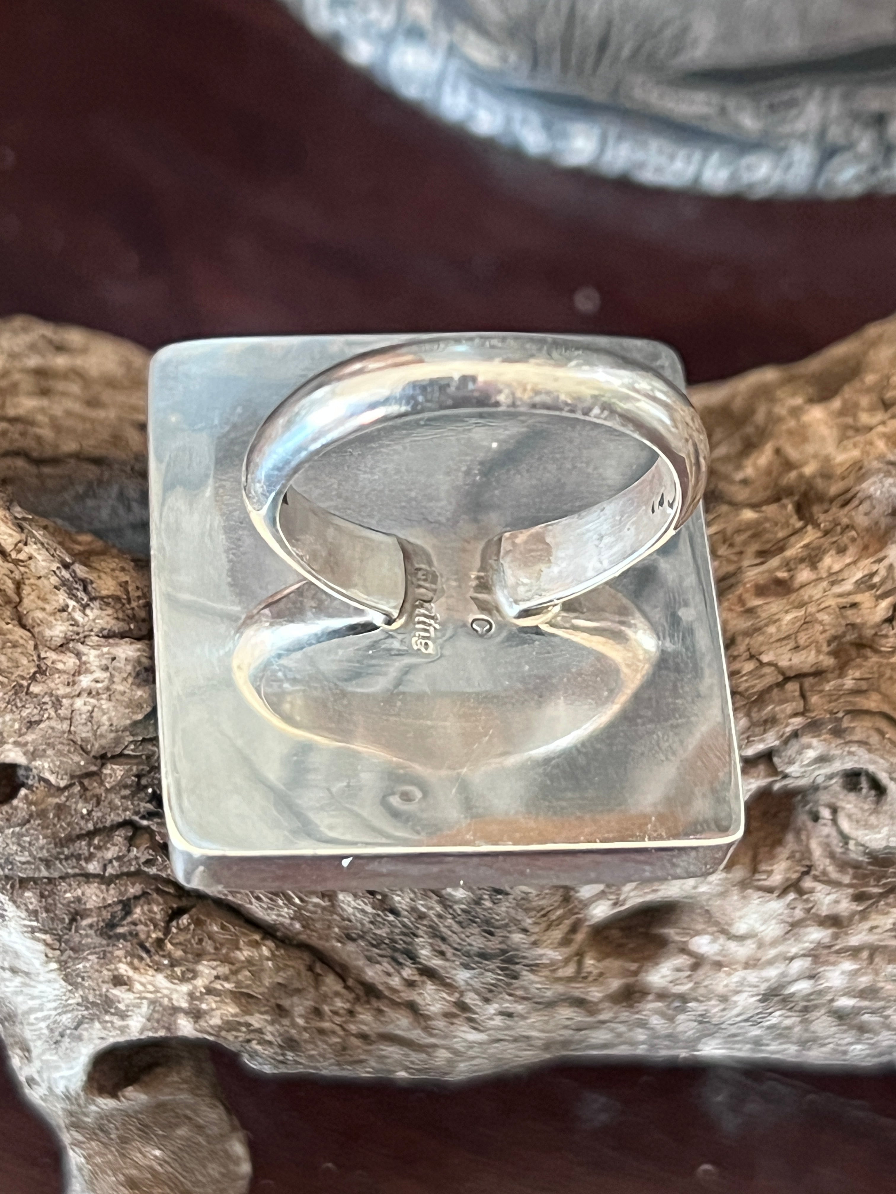 Ronald Chavez Sterling Silver Square Mosaic Multistone Ring, Size 10