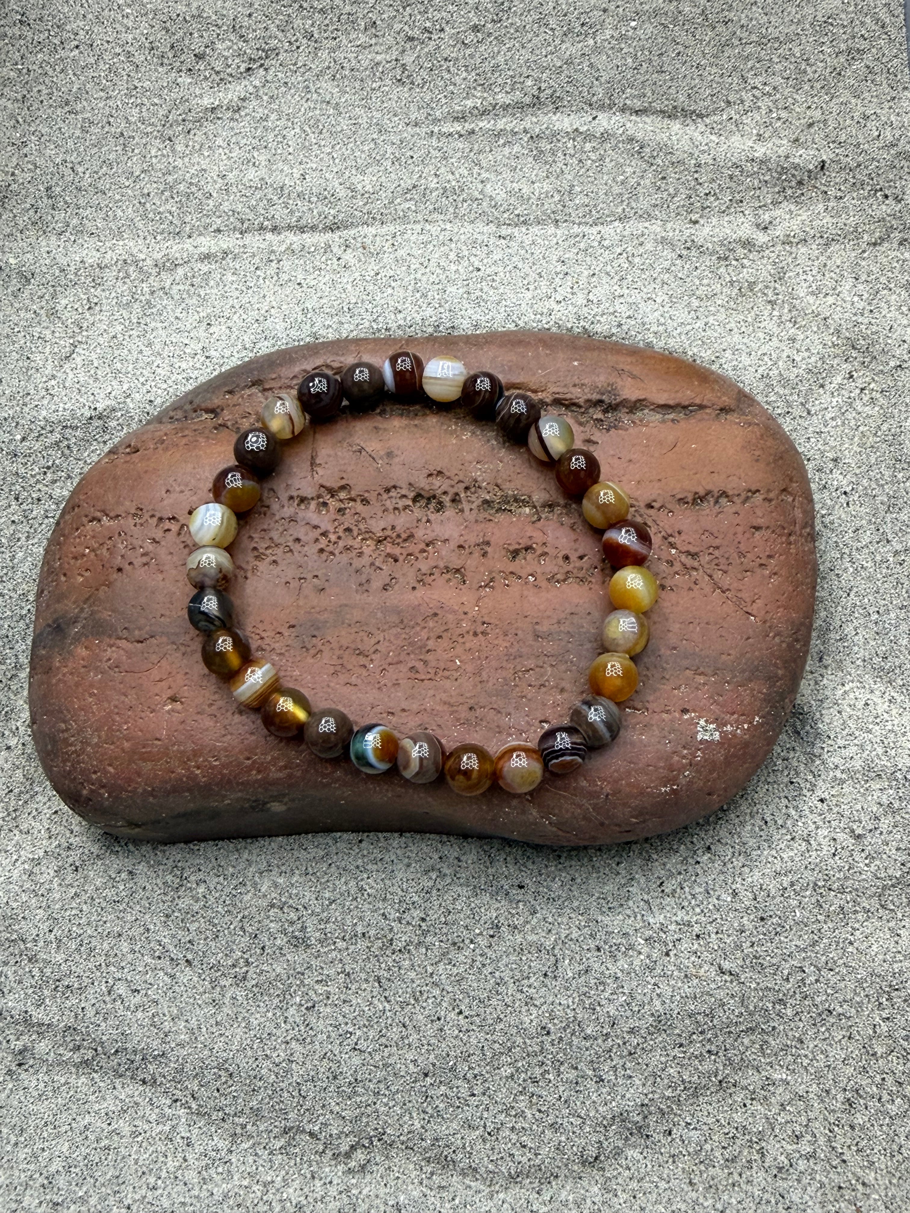 Brown Agate 6mm Beaded Stretch Bracelet