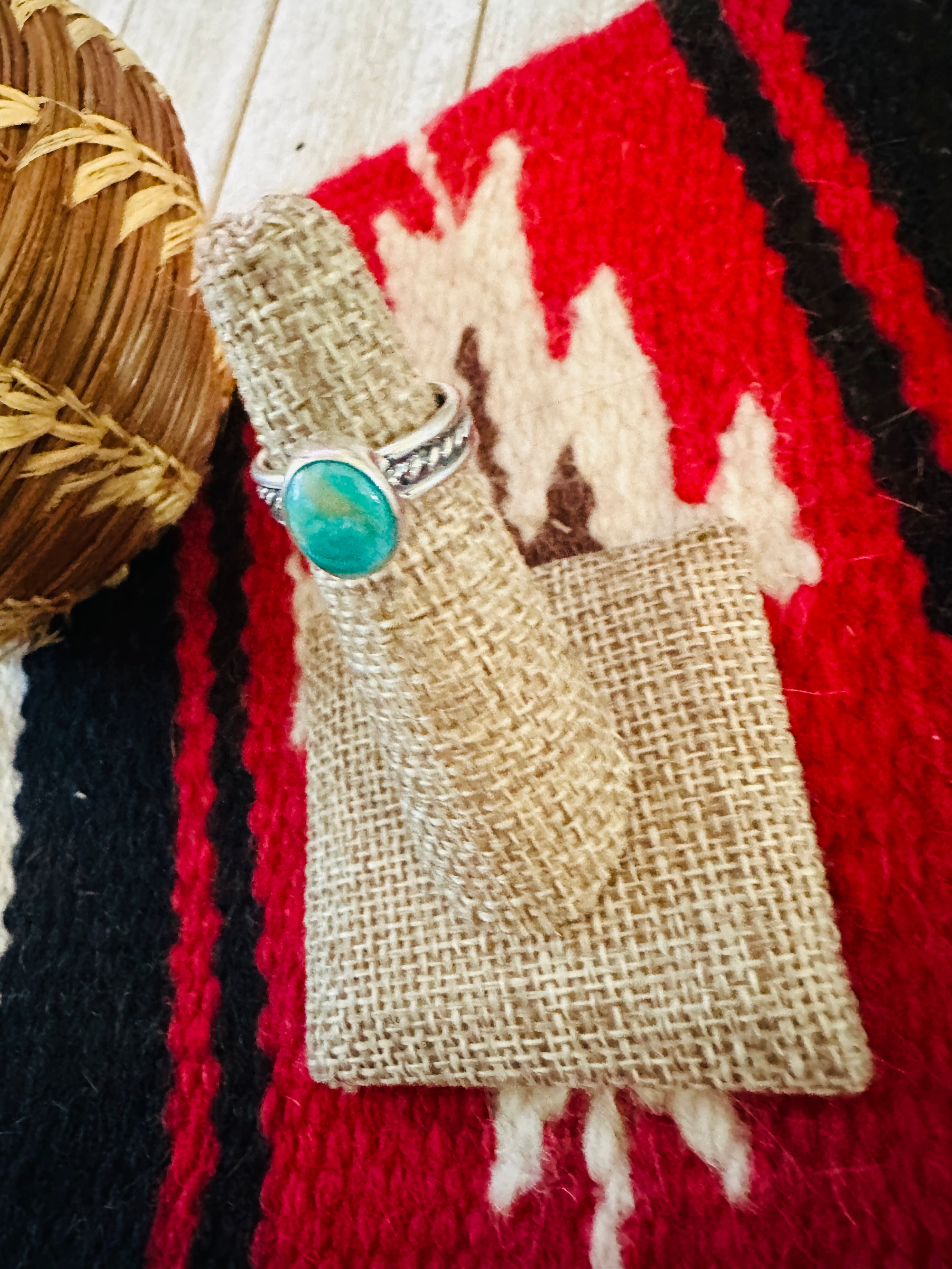 Navajo Turquoise & Sterling Silver Ring Size 4.5