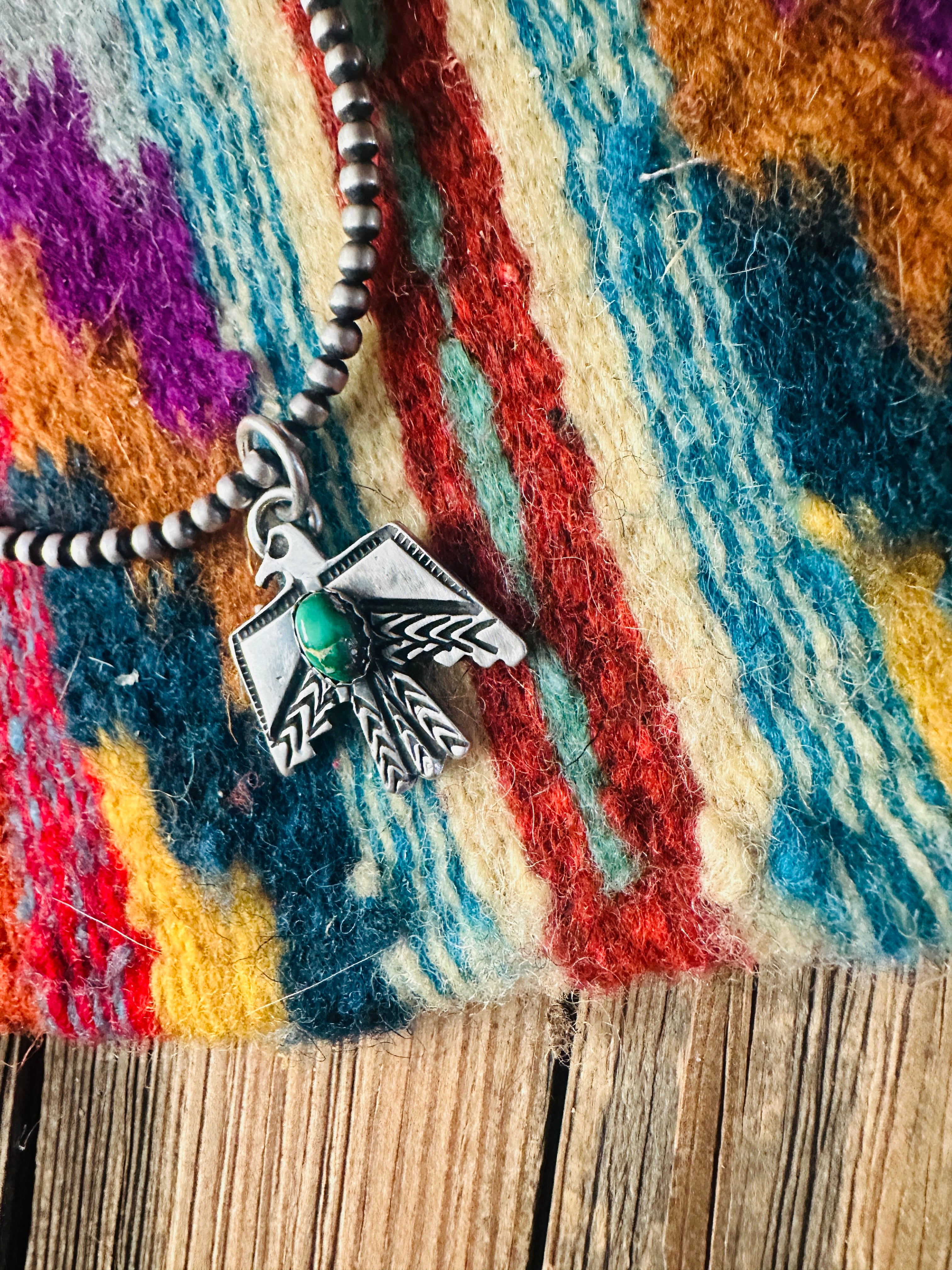 Handcrafted Sterling Silver & Sonoran Mountain Turquoise Thunderbird Pendant
