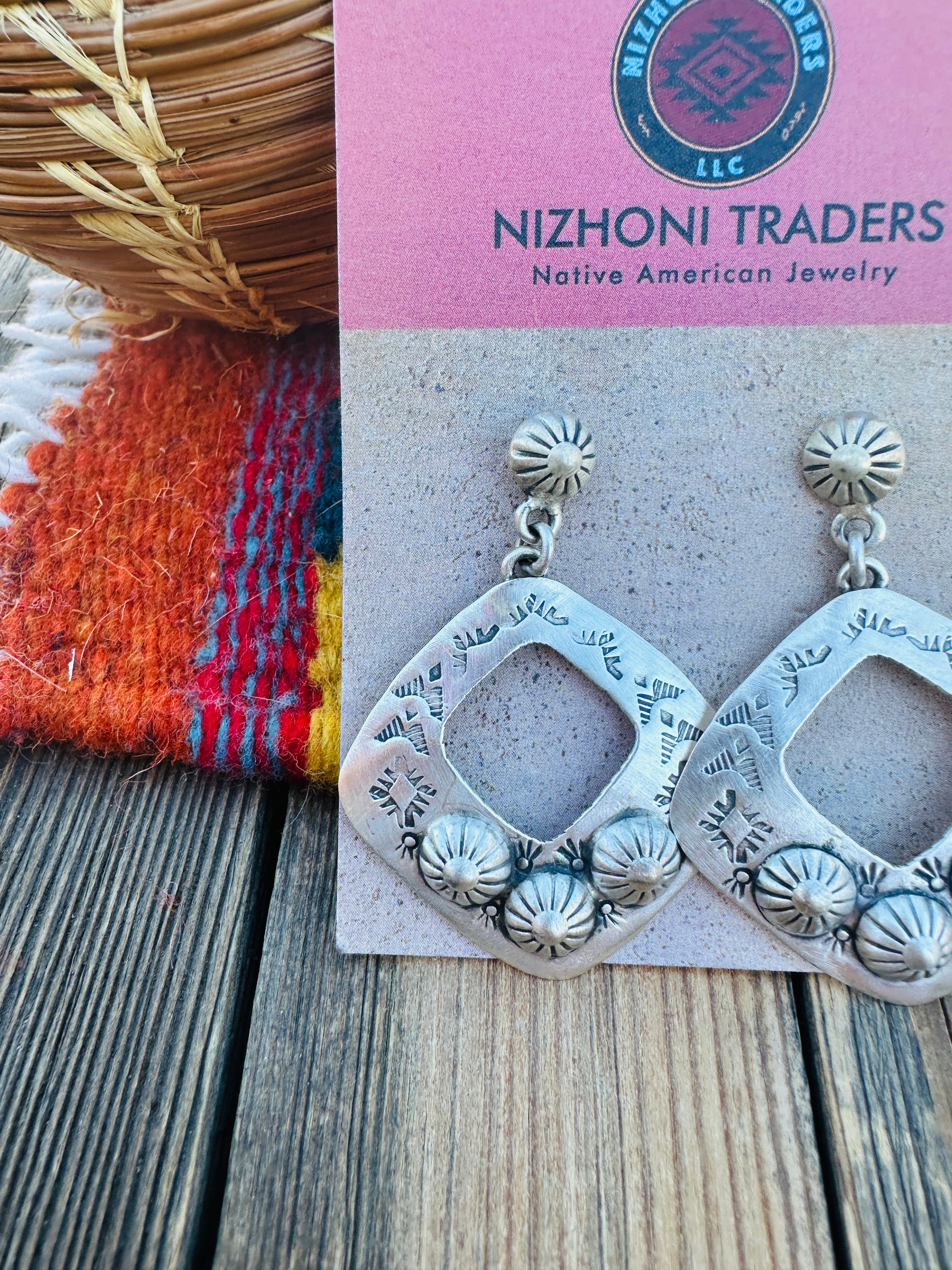 Handcrafted Sterling Silver Concho Dangle Earrings