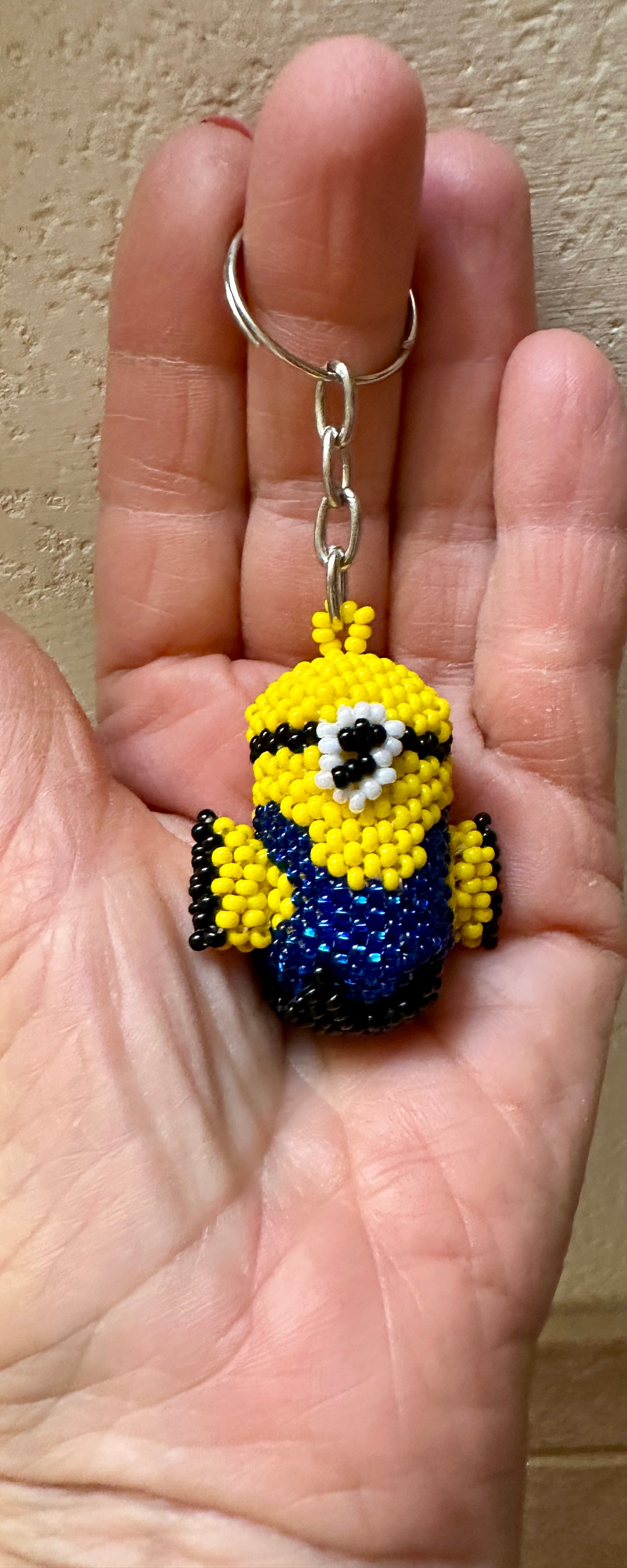 Handmade Beaded Yellow Minion Character Keychain