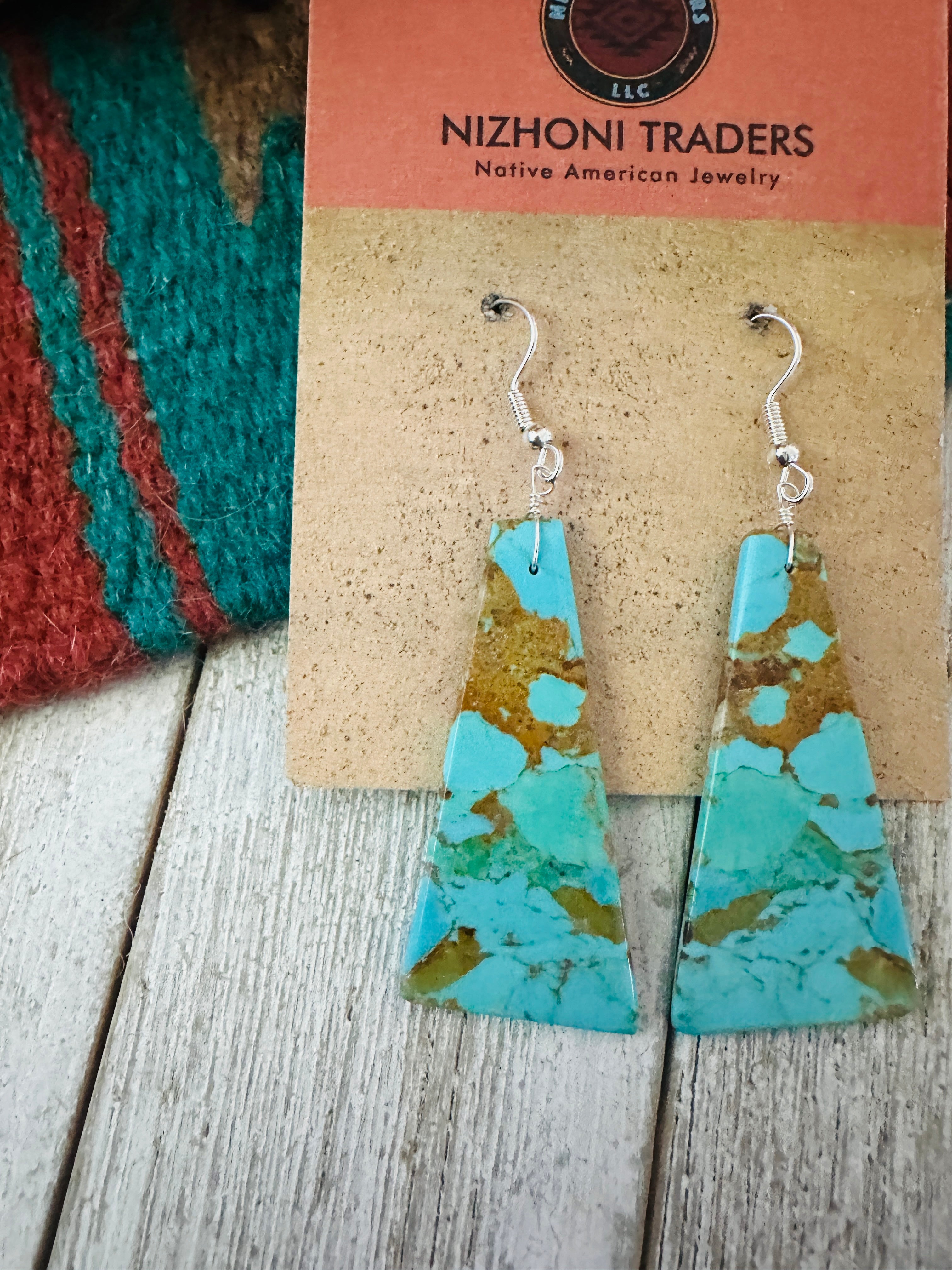 Handcrafted Sterling Silver & Turquoise Slab Dangle Earrings
