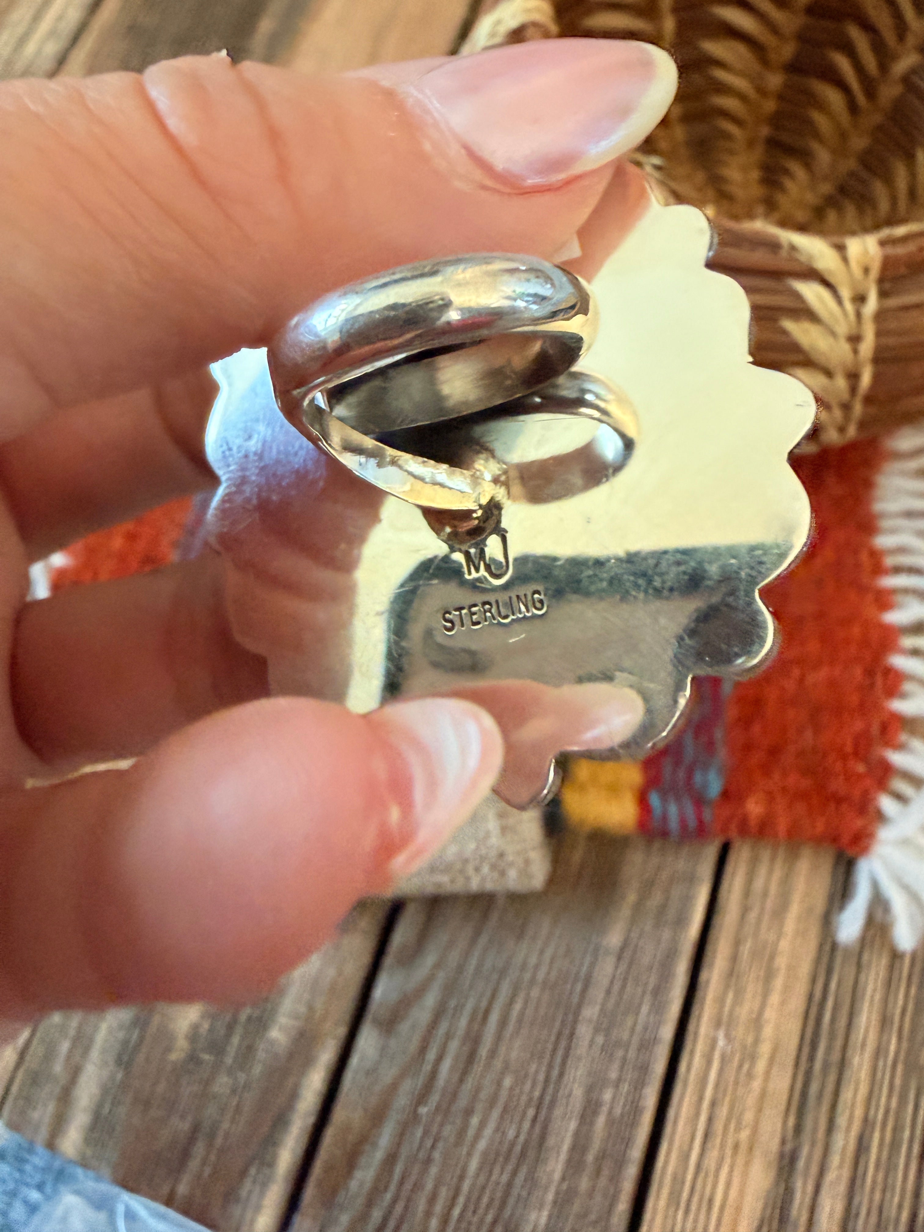 Handcrafted Sonoran Mountain Turquoise & Sterling Silver Cluster Adjustable Ring