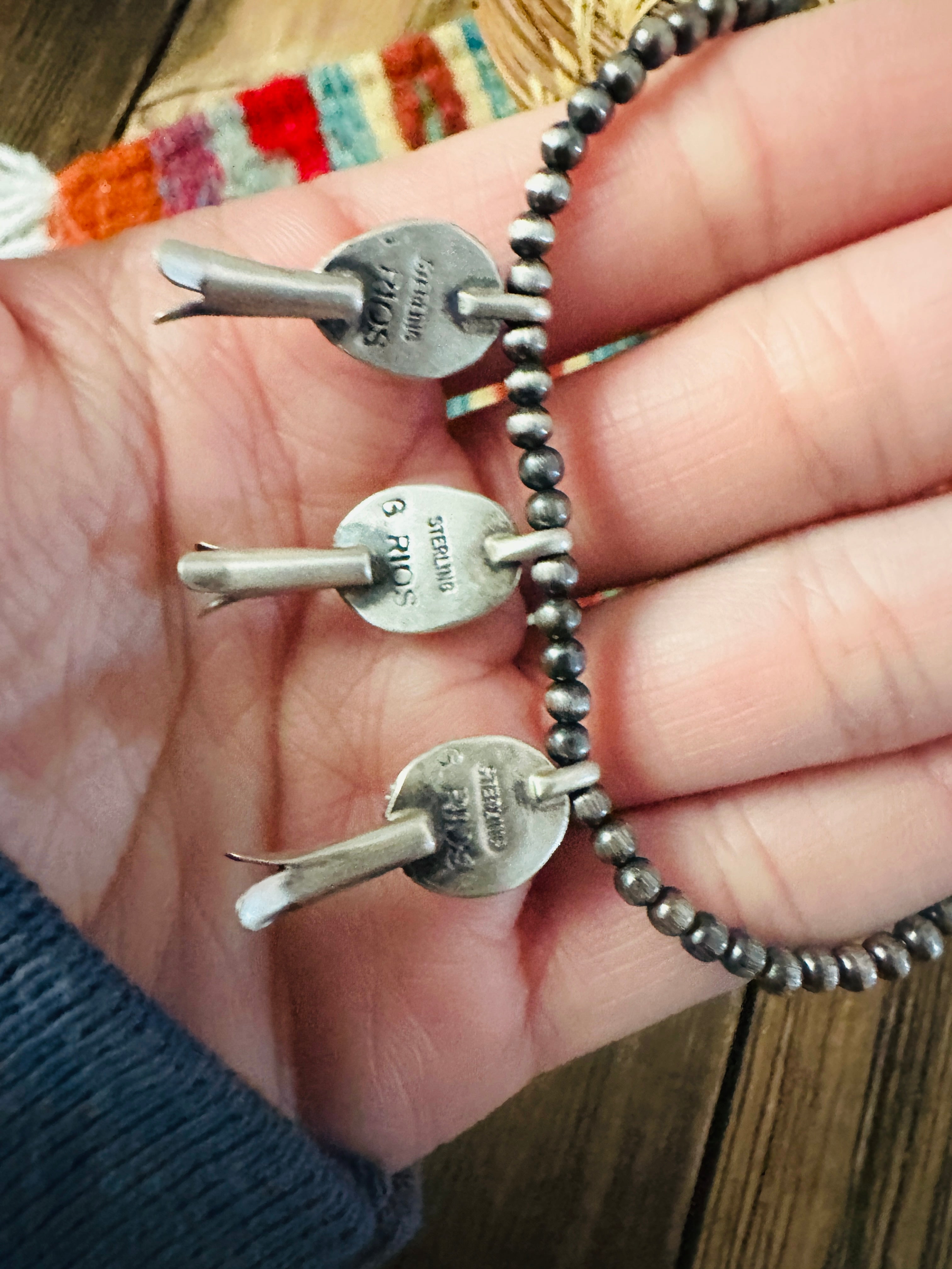 Handcrafted 3mm Sterling Silver Pearl, Turquoise & Spiny Oyster Blossom Stretch Bracelet