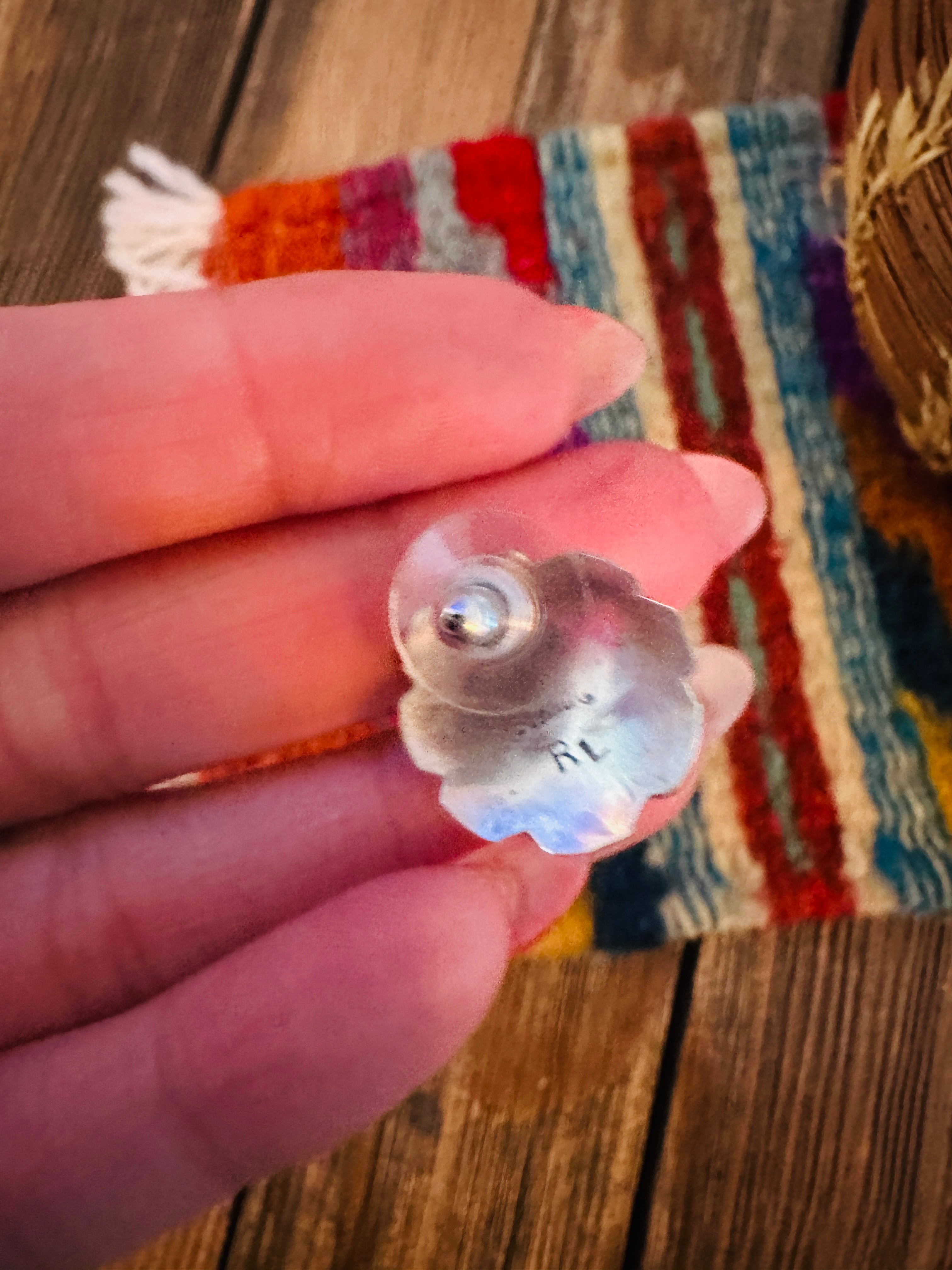 Handcrafted Sterling Silver & Turquoise Flower Concho Stud Earrings